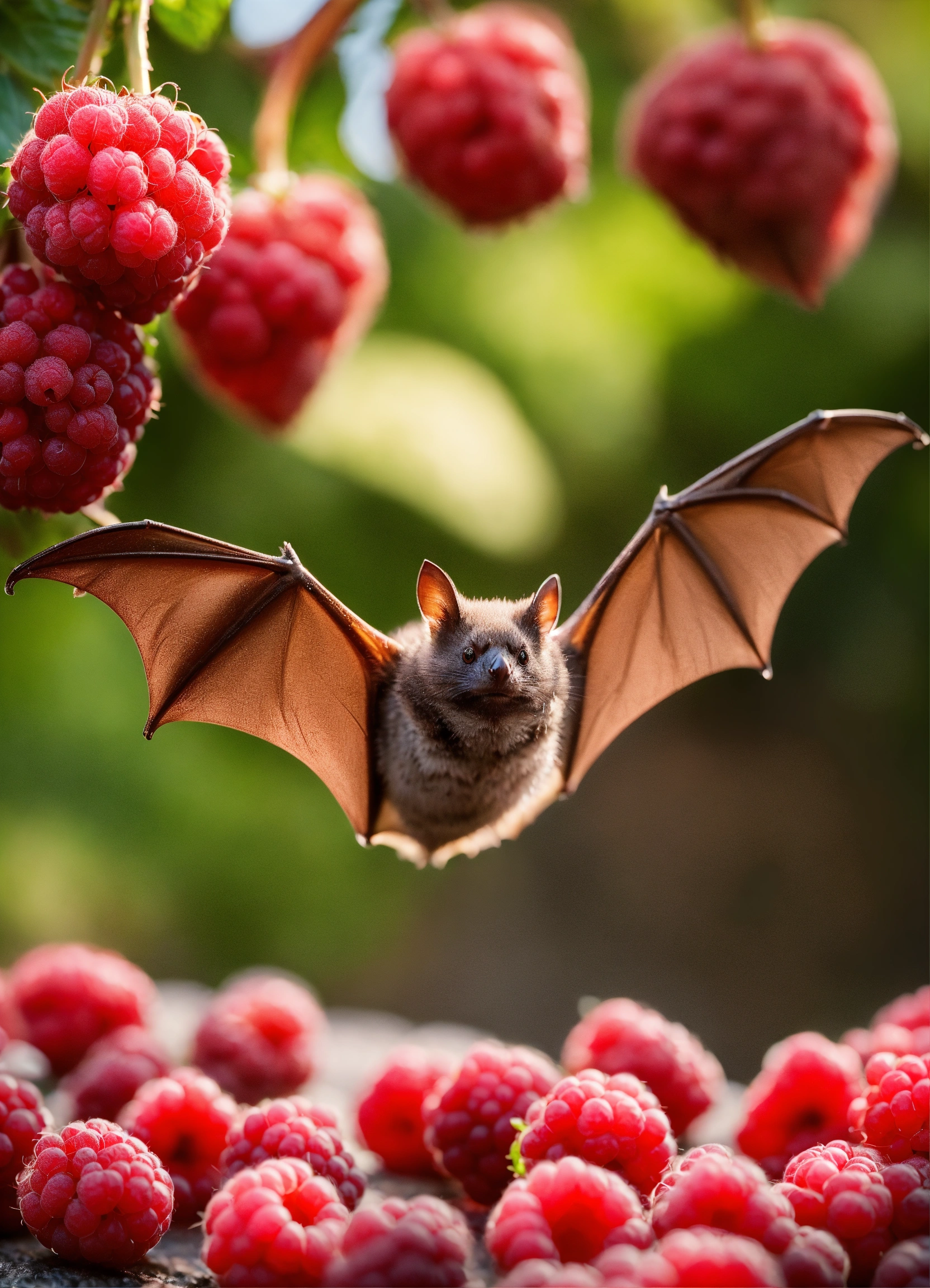 Lexica - Bat with raspberries, elegant, luxury, clean, smooth, elegant ...