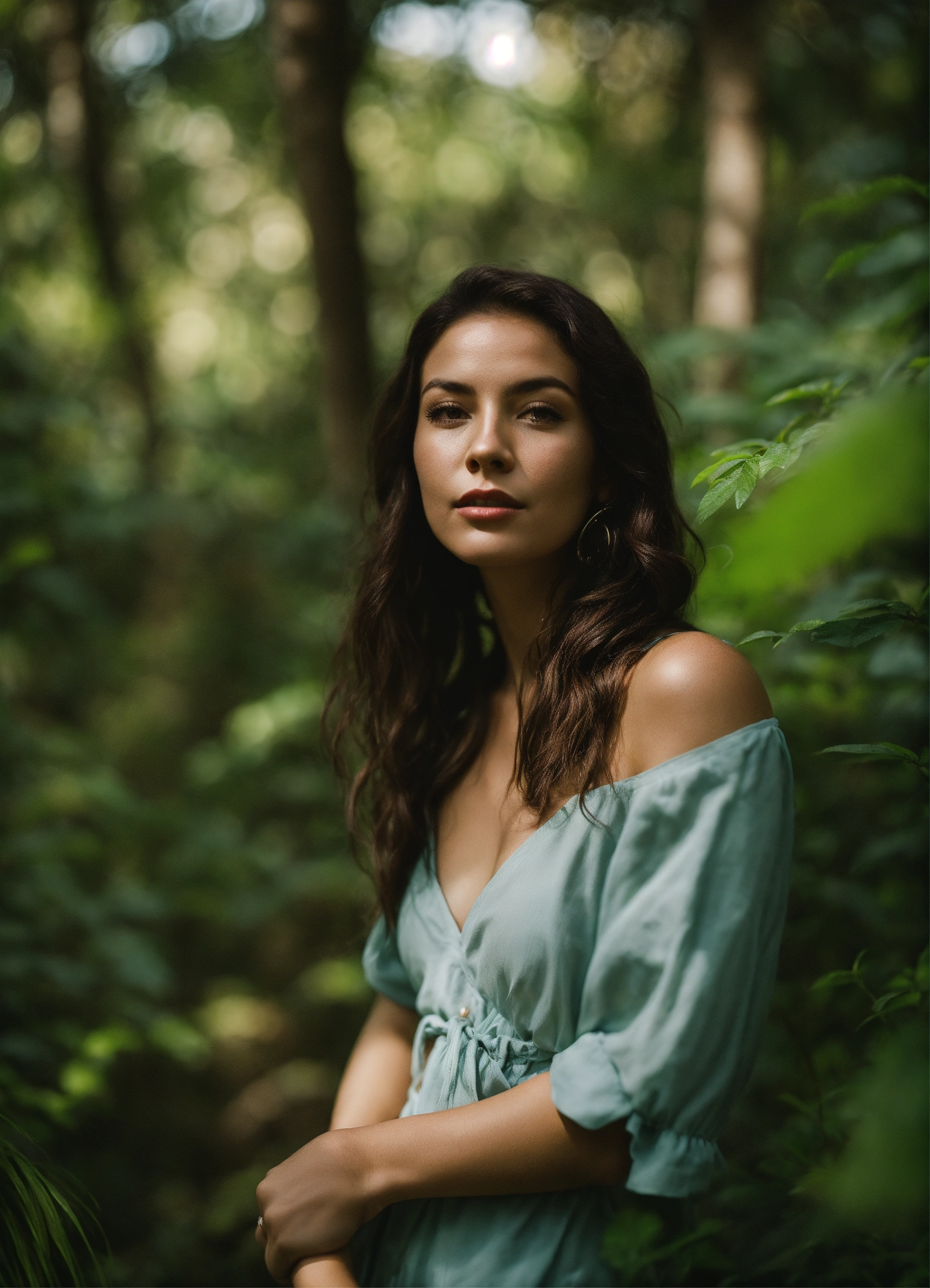Lexica - Portrait of woman in the middle of a lush forest, playful ...