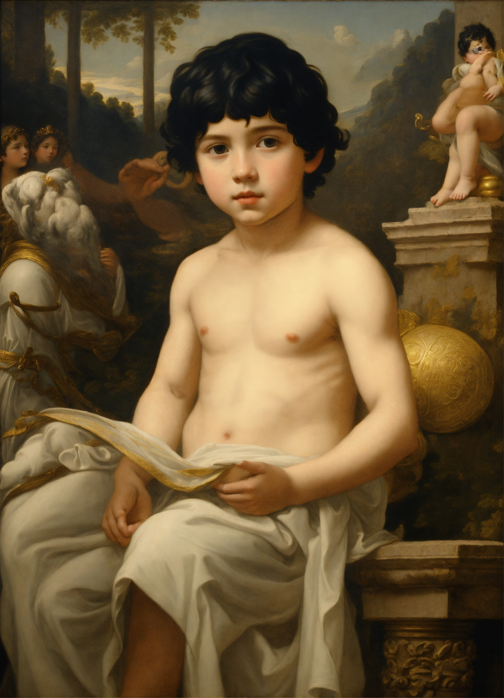 Lexica - Child black haired pale boy as a god of Greece . Renaissance ...