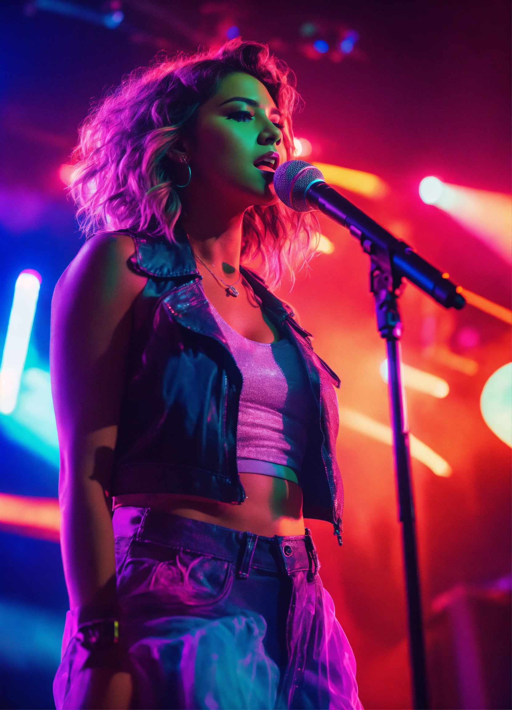 Lexica - Cinematic photography, modern, female singer on stage ...