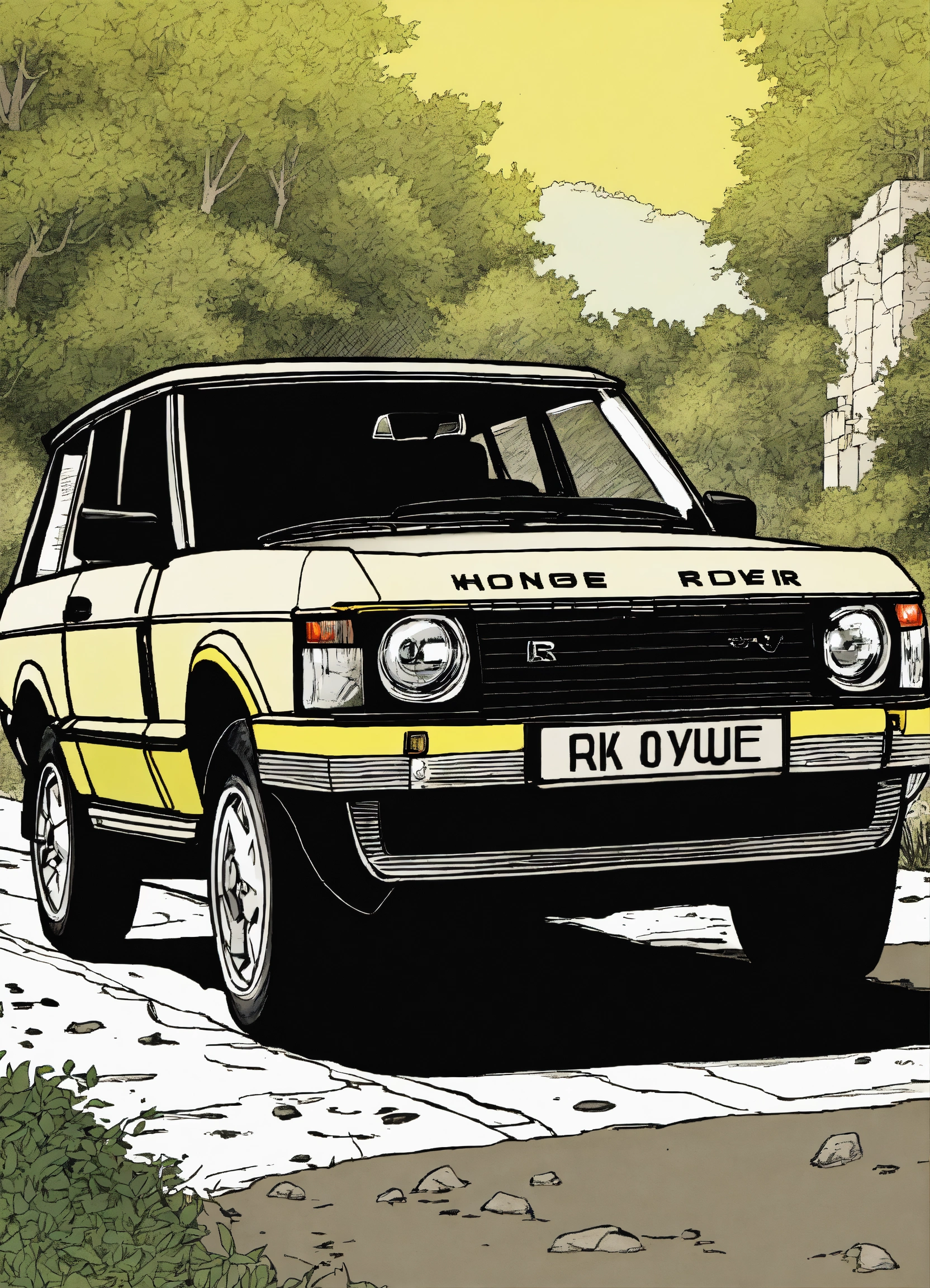 Lexica - Detailed pen and ink illustration of a Range Rover Evoque ...