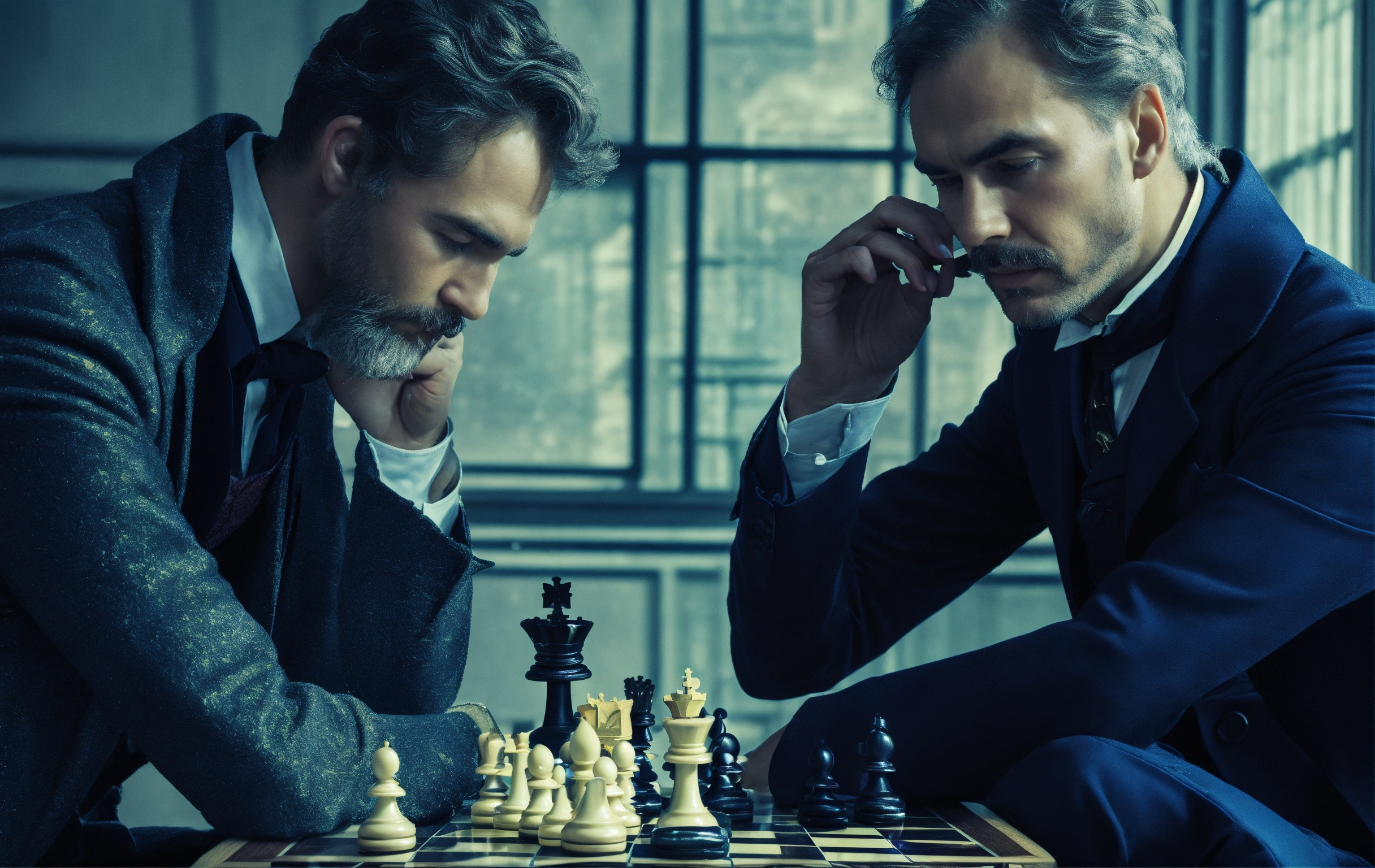 Lexica - Two masters are playing chess, with a cold and high-tech ...