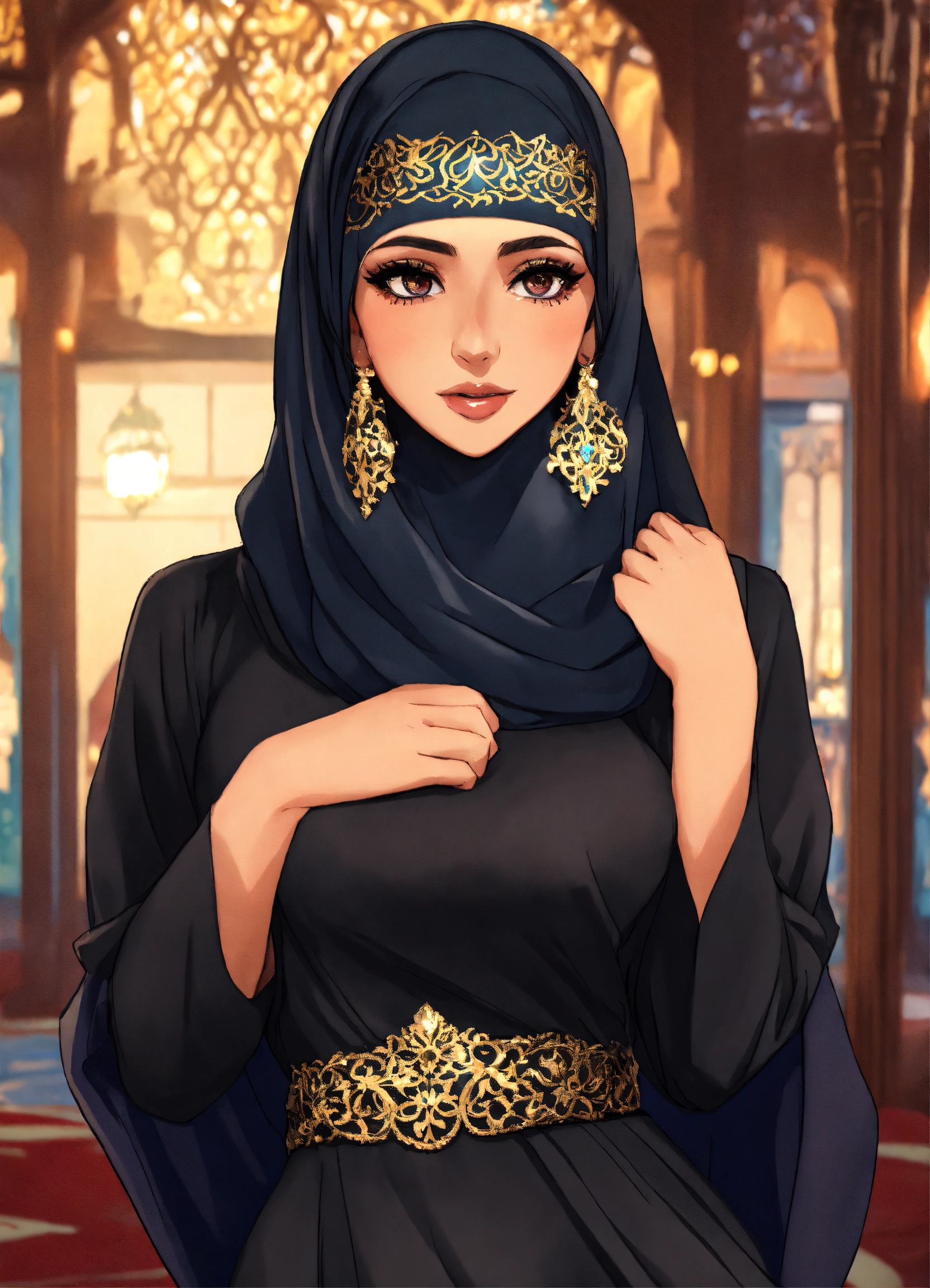 Lexica - Saudi woman with hijab black dress anime