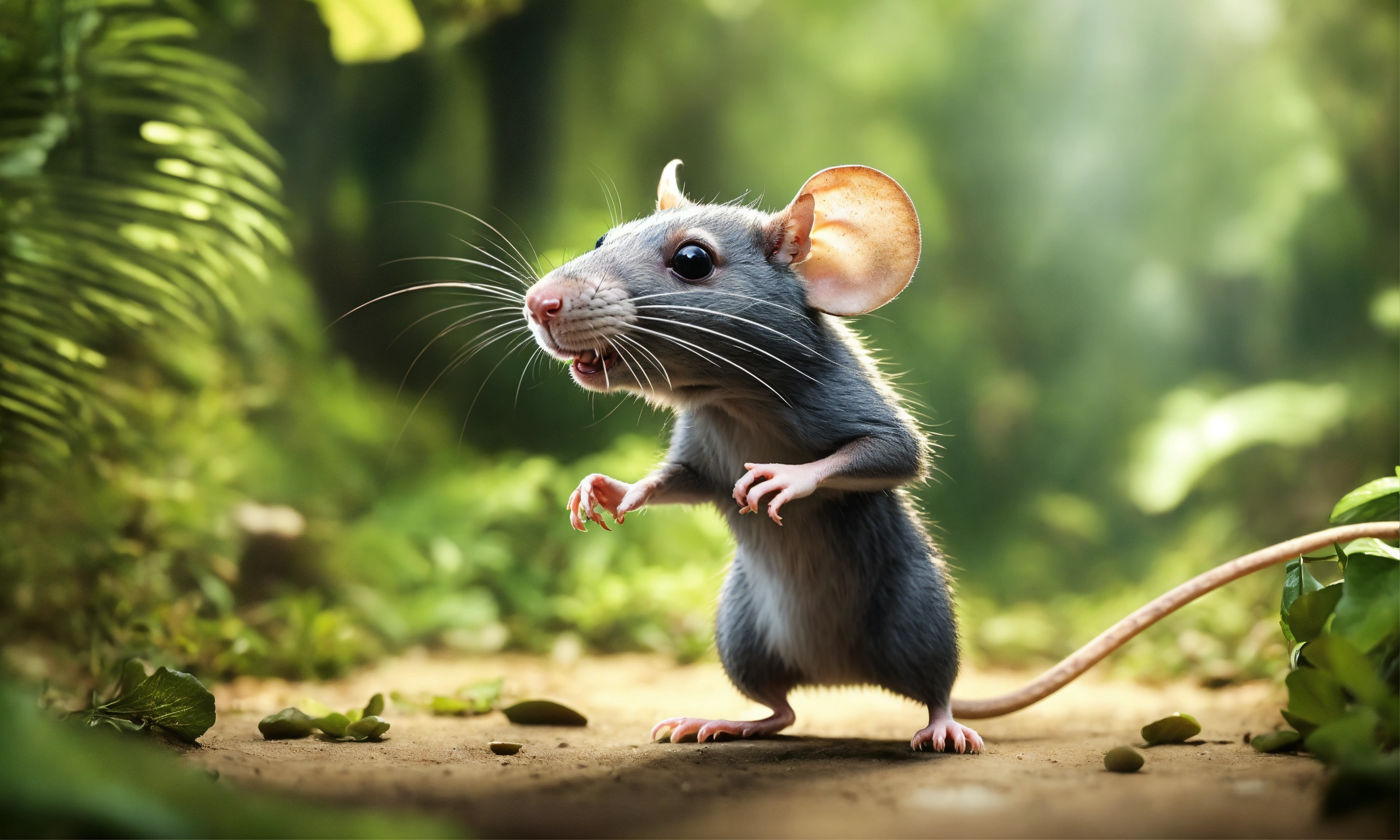 Lexica - A jungle cartoon rat is walking on 2 legs