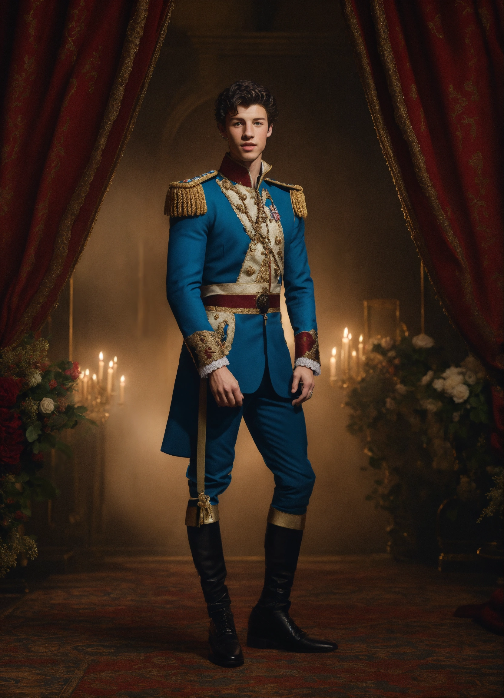 Lexica - A realistic full-body portrait of Shawn Mendes as a prince ...