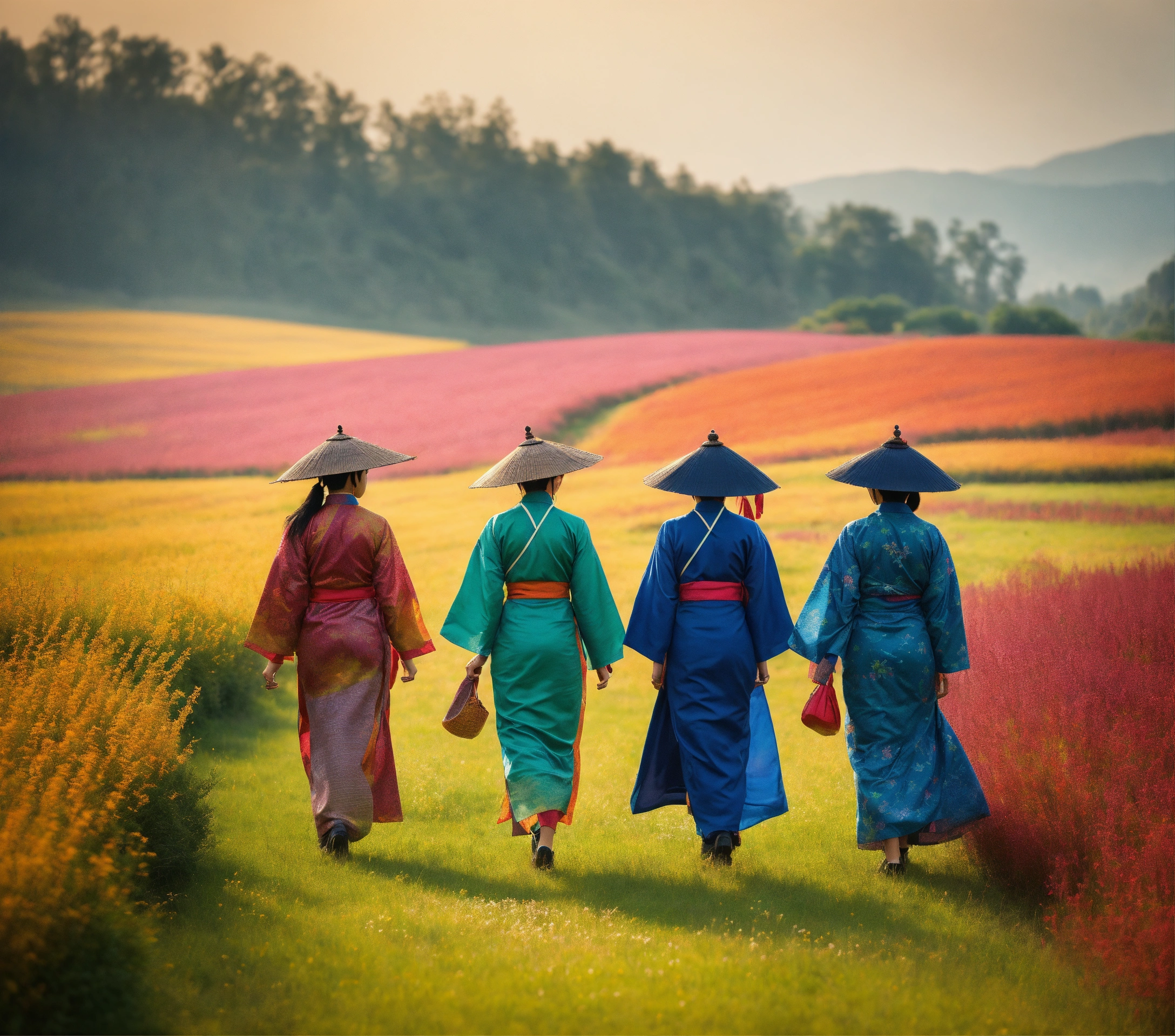 Lexica - Three asian women, with different personalities Walking in the ...