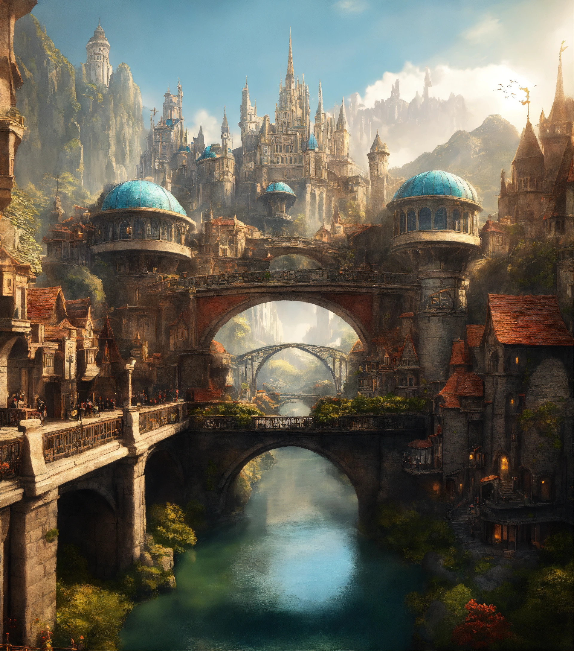 Lexica - Fantasy city with a colossal academy on a bridge.