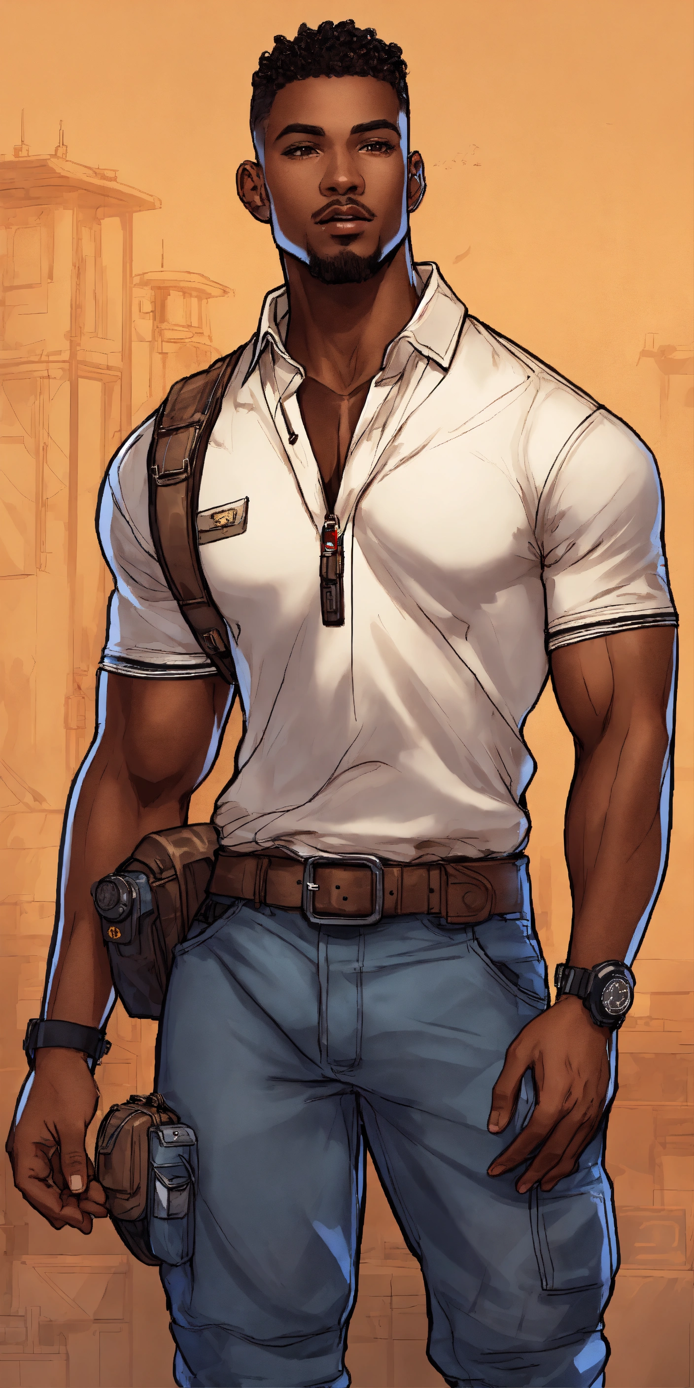 Lexica - Dark dark complexion fully clothed athletic man. Realistic ...