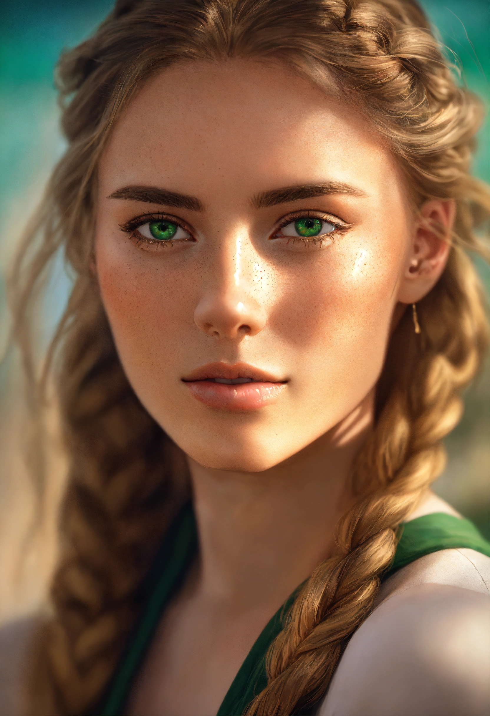 Lexica - Portrait of a beautiful young woman with dark blond hair with ...