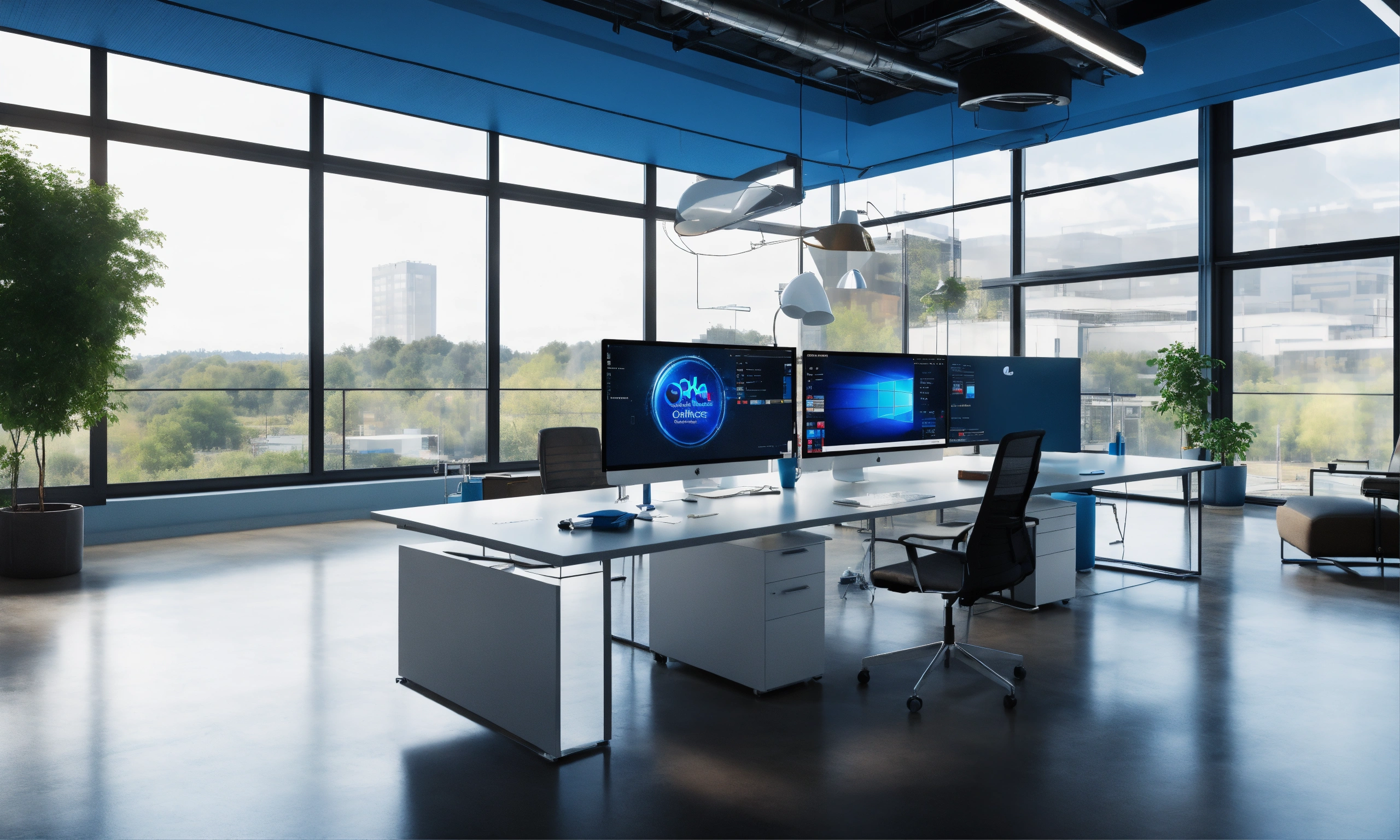 Lexica - Office room in high-tech style with a large window. From the ...