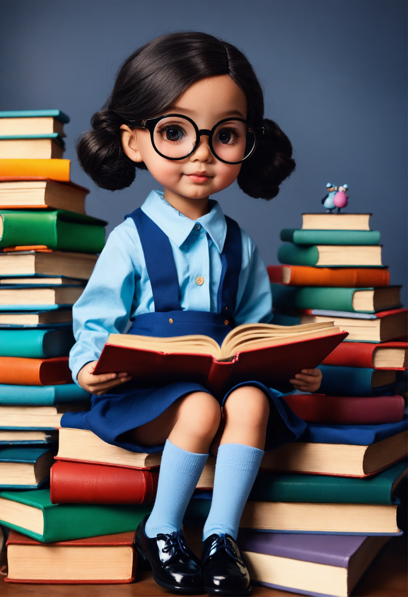 Lexica - A sweet 5-year-old girl wearing a light blue button-down shirt ...