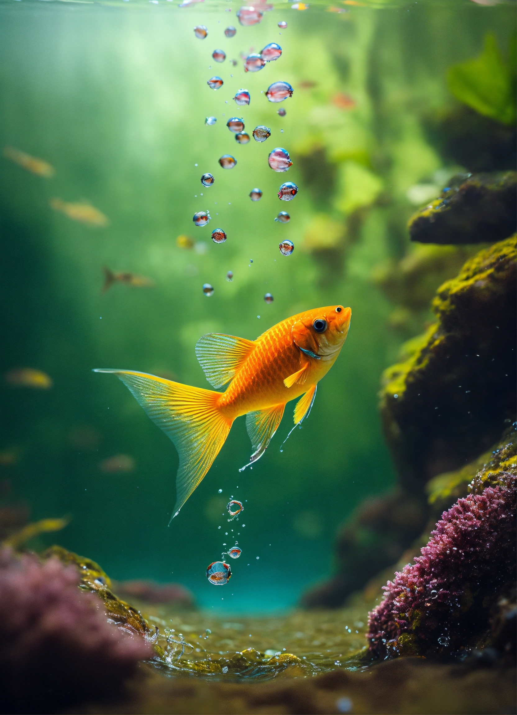 Lexica - The drop falls below the water surface, it morphs into a small ...