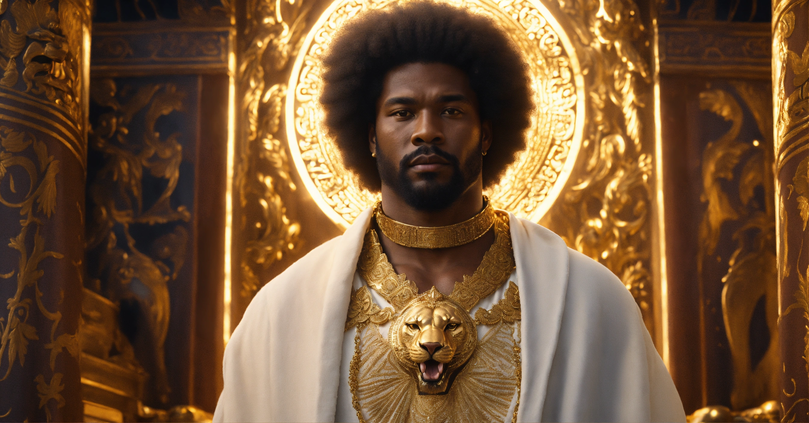 Lexica - Illustrate a view of a handsome, strong, broad-shouldered Afro ...