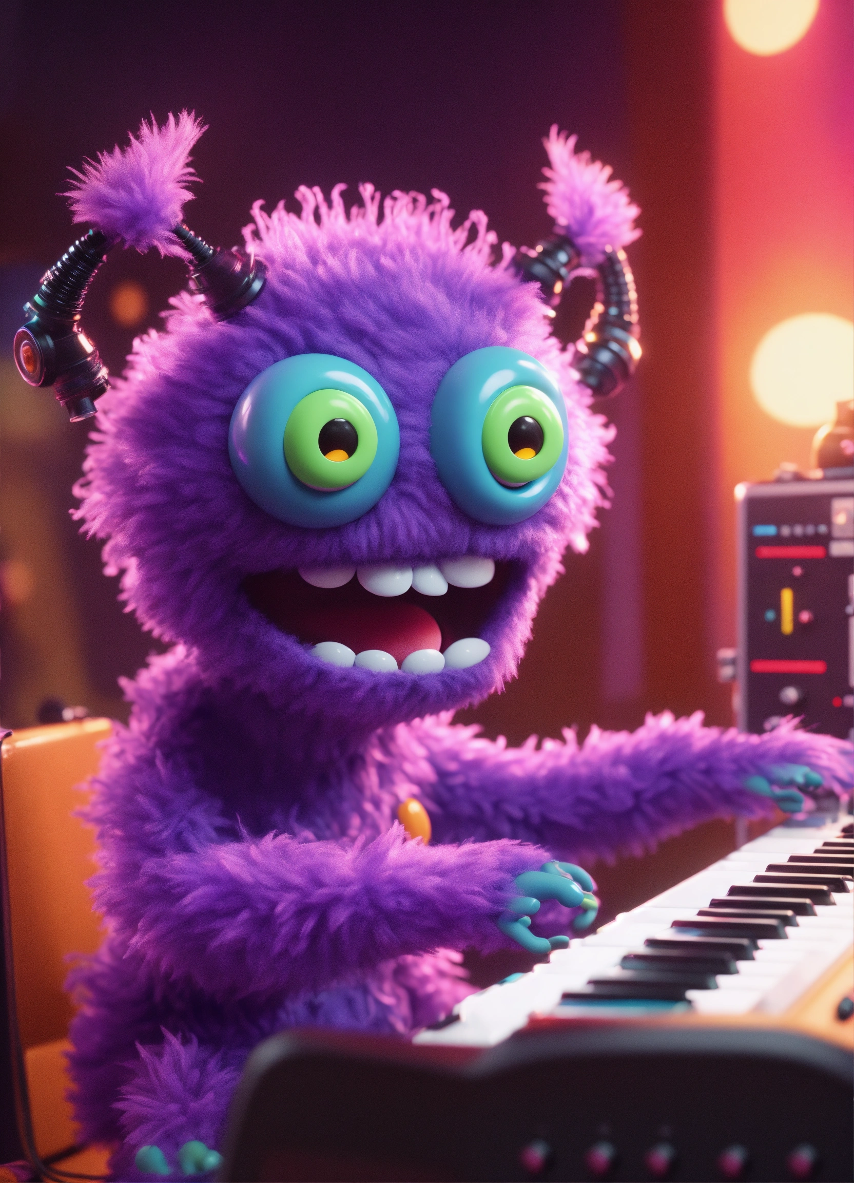 Lexica - Zoom out FUN LOVING CUTE hairy violet colored monster cartoon ...
