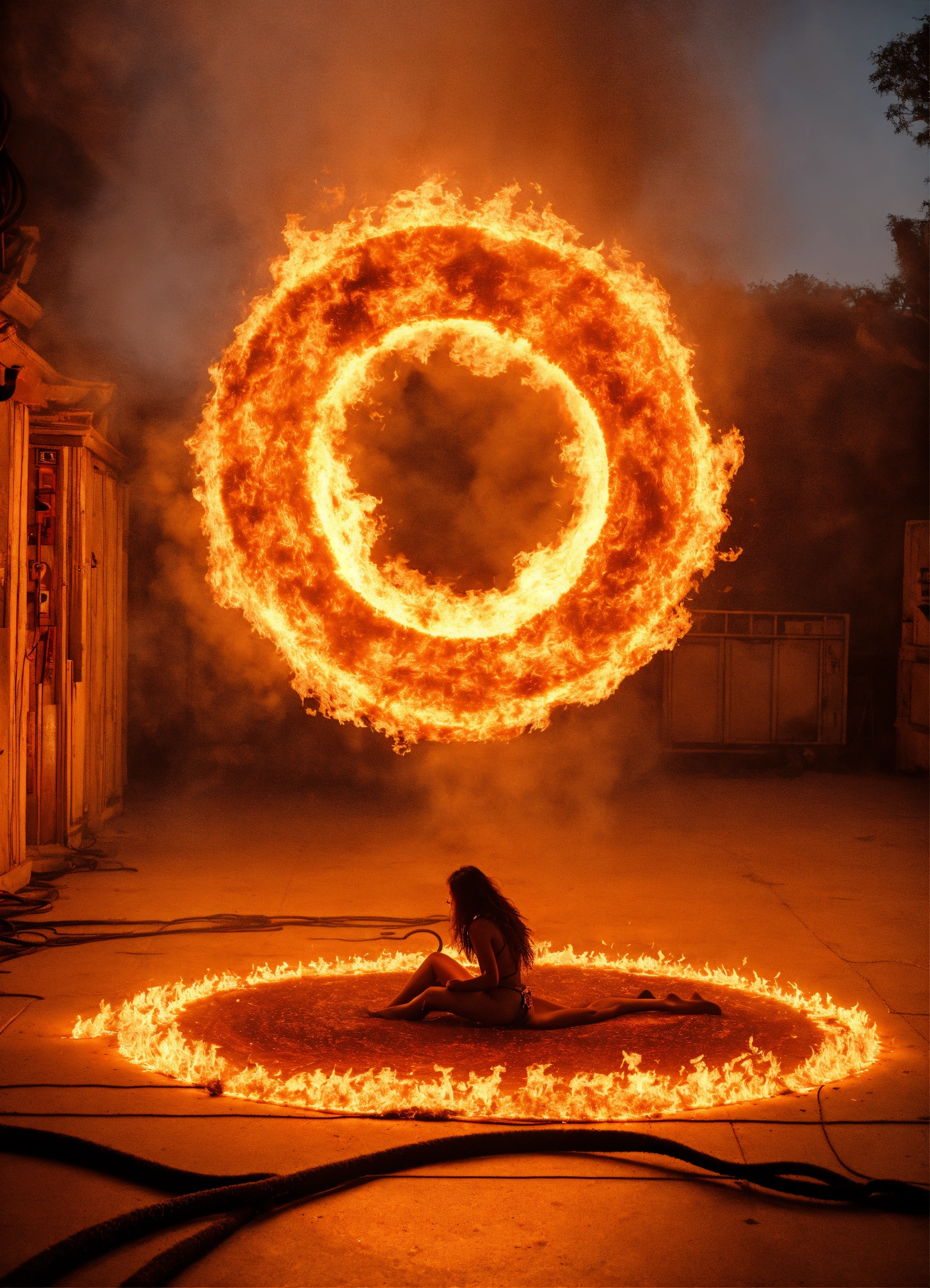 Lexica - Creature locked in the middle of a ring of fire on the floor