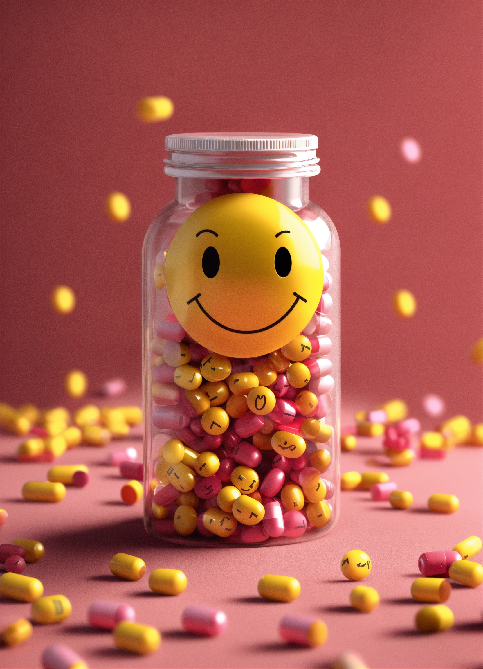 Lexica - Tiny pill capsules with smiley faces on them, inside pill ...