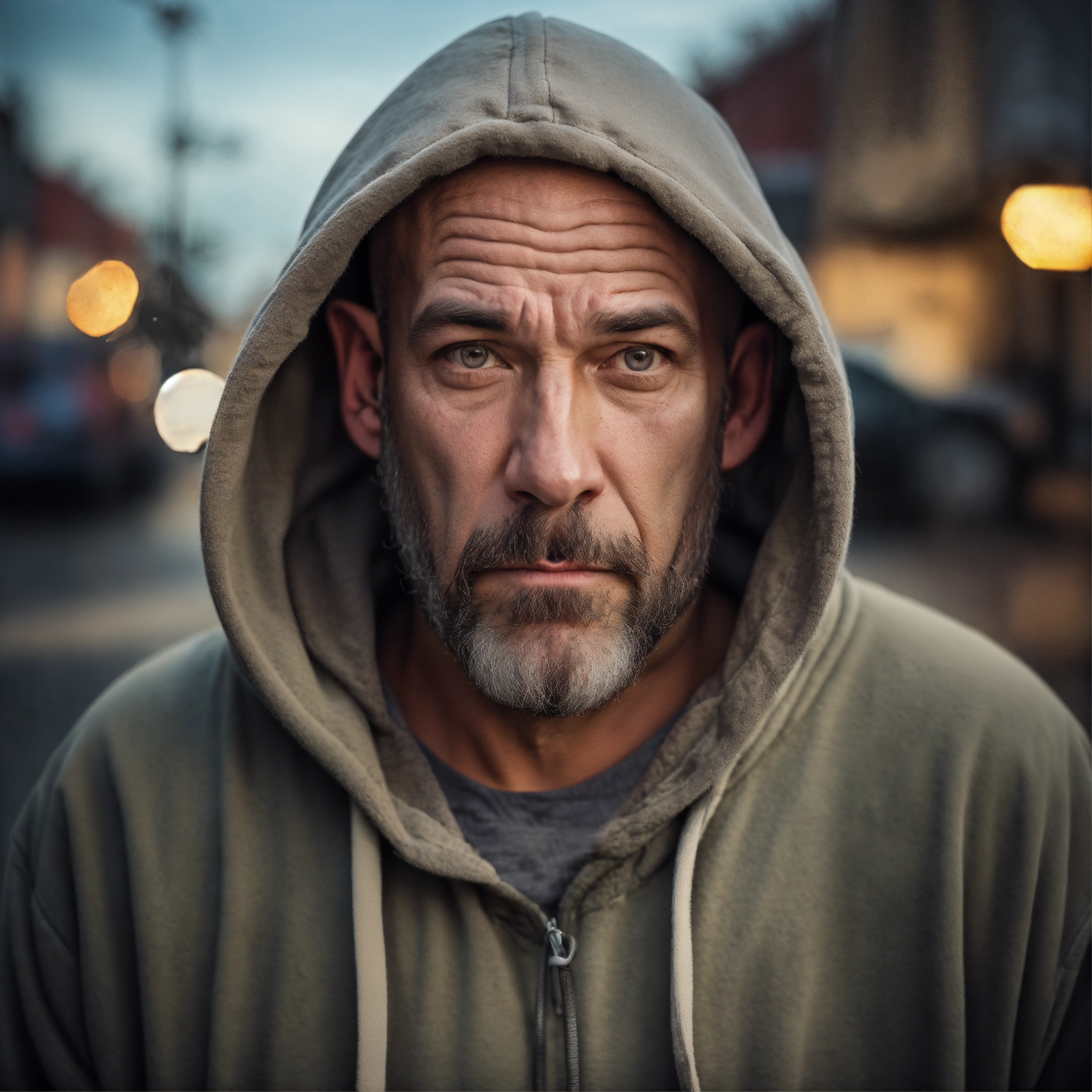 Lexica - A HOMELESS HUGE MAN WITH A HUGE LUMPY BALD HEAD, A TINY GOATEE ...