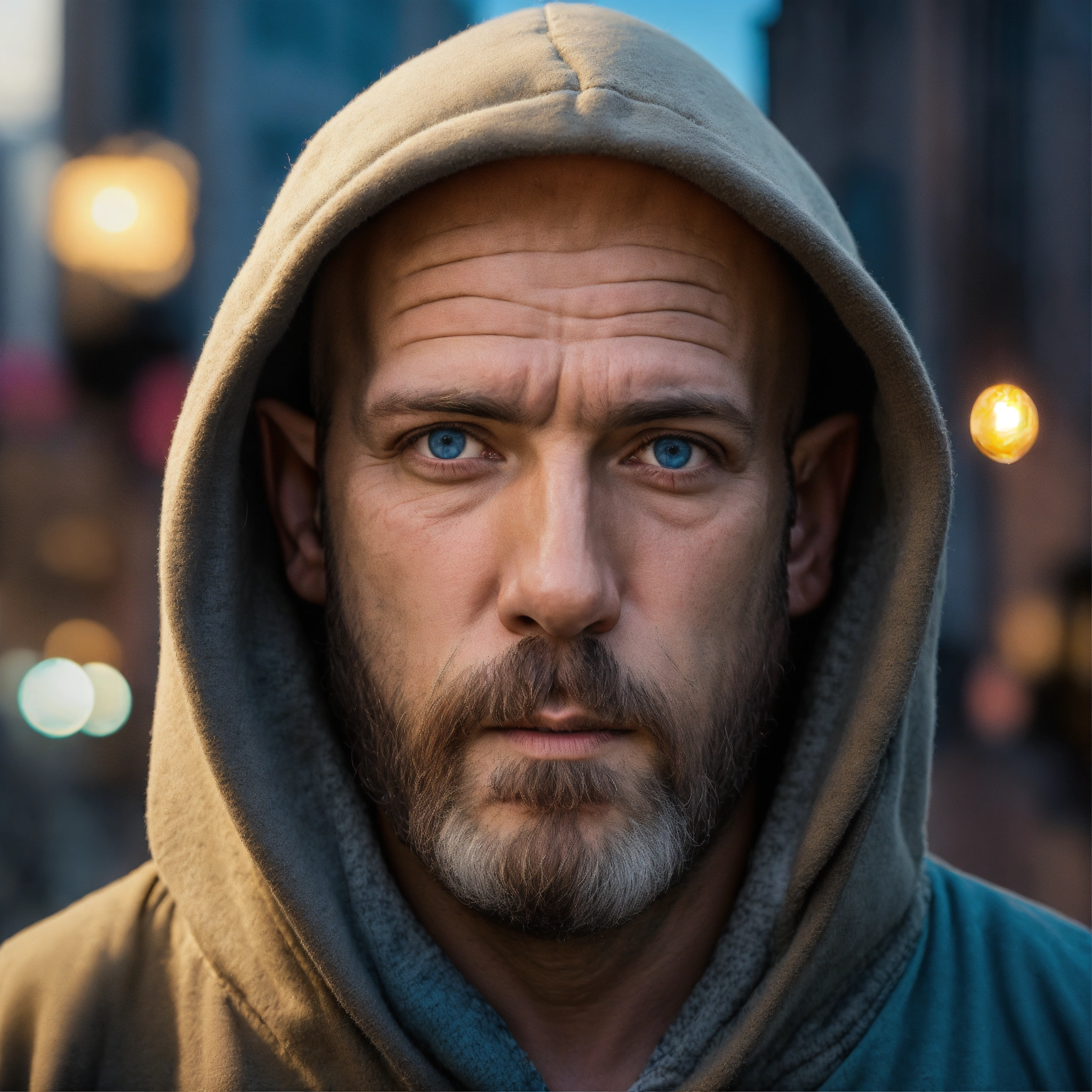 Lexica - A HOMELESS HUGE MAN WITH A HUGE LUMPY BALD HEAD, A TINY GOATEE ...