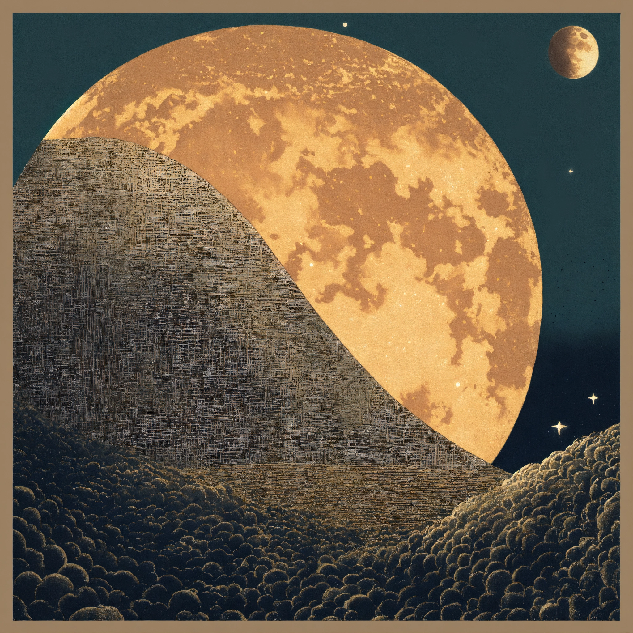 Lexica - Moon profile + Halftone pattern + editorial illustration of ...