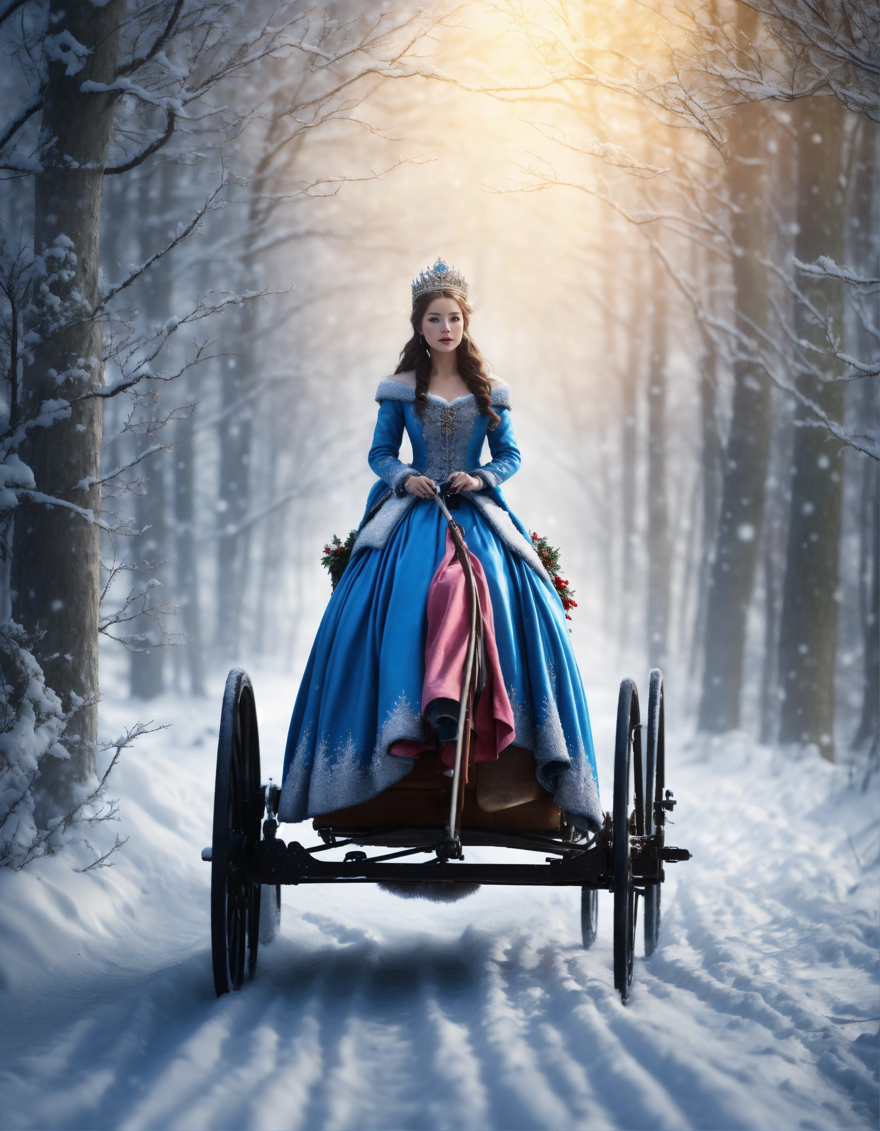Lexica - Beautiful snow princess riding in a carriage through a winter ...