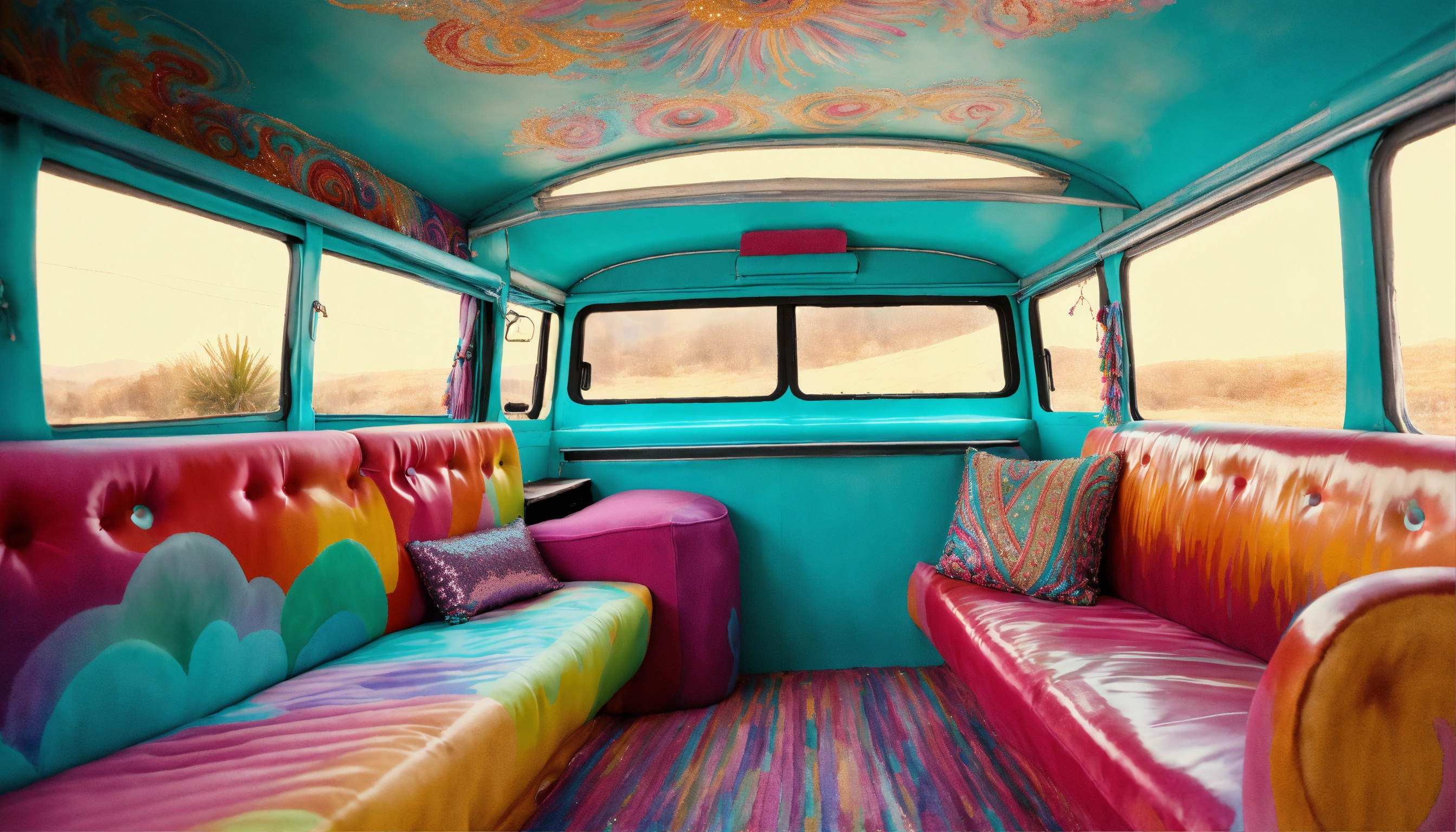 Lexica - Concept art of hyper realistic turquoise Volkswagen bus ...