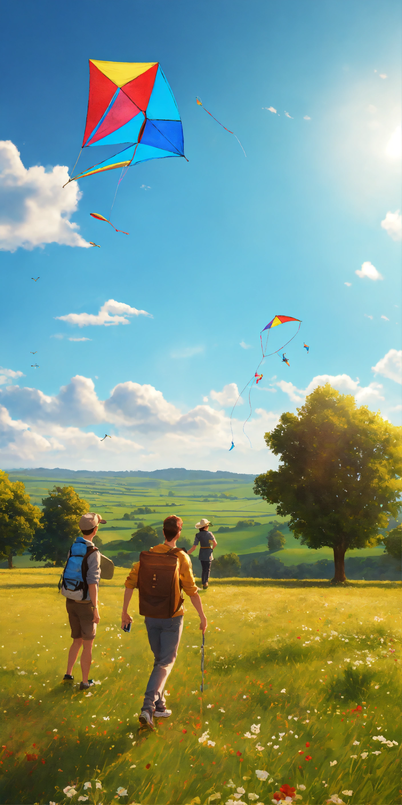 Lexica - Somebody flying a kite under the clear blue sky, accompanied ...