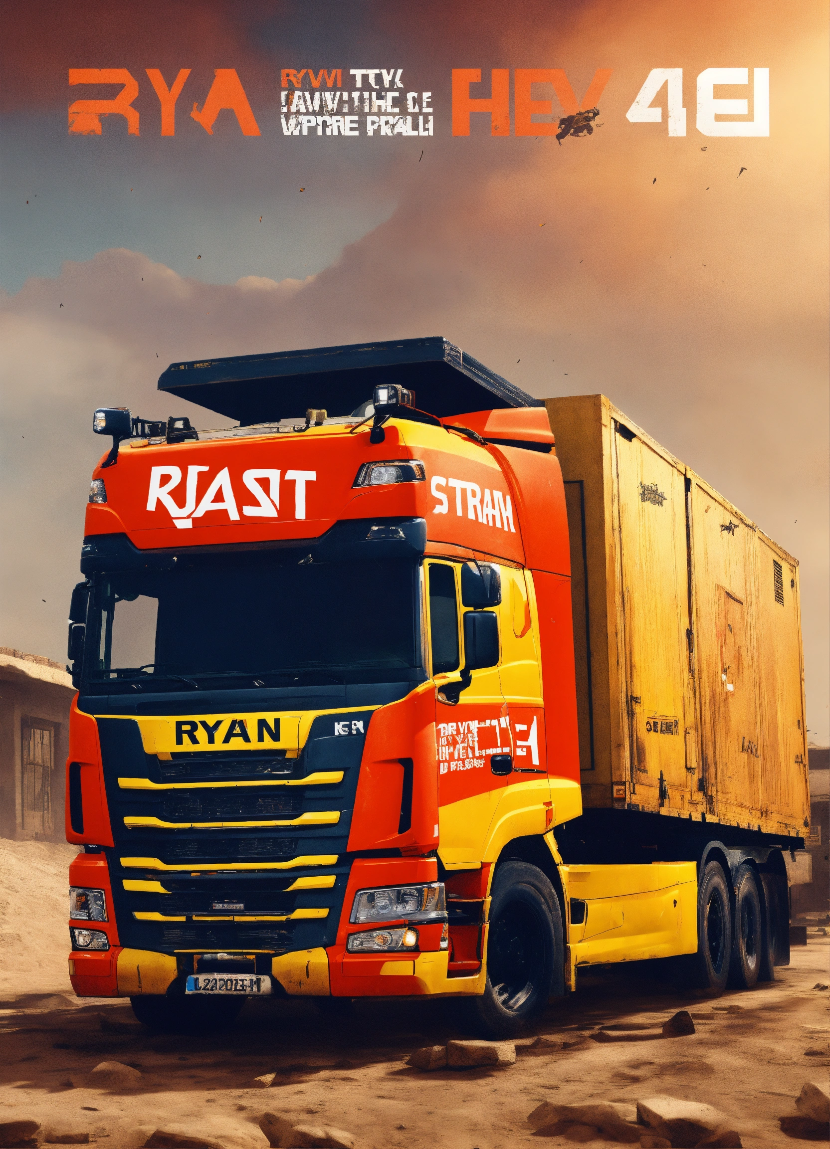Lexica - A HGV truck with the word Ryan on it in the style of counter ...