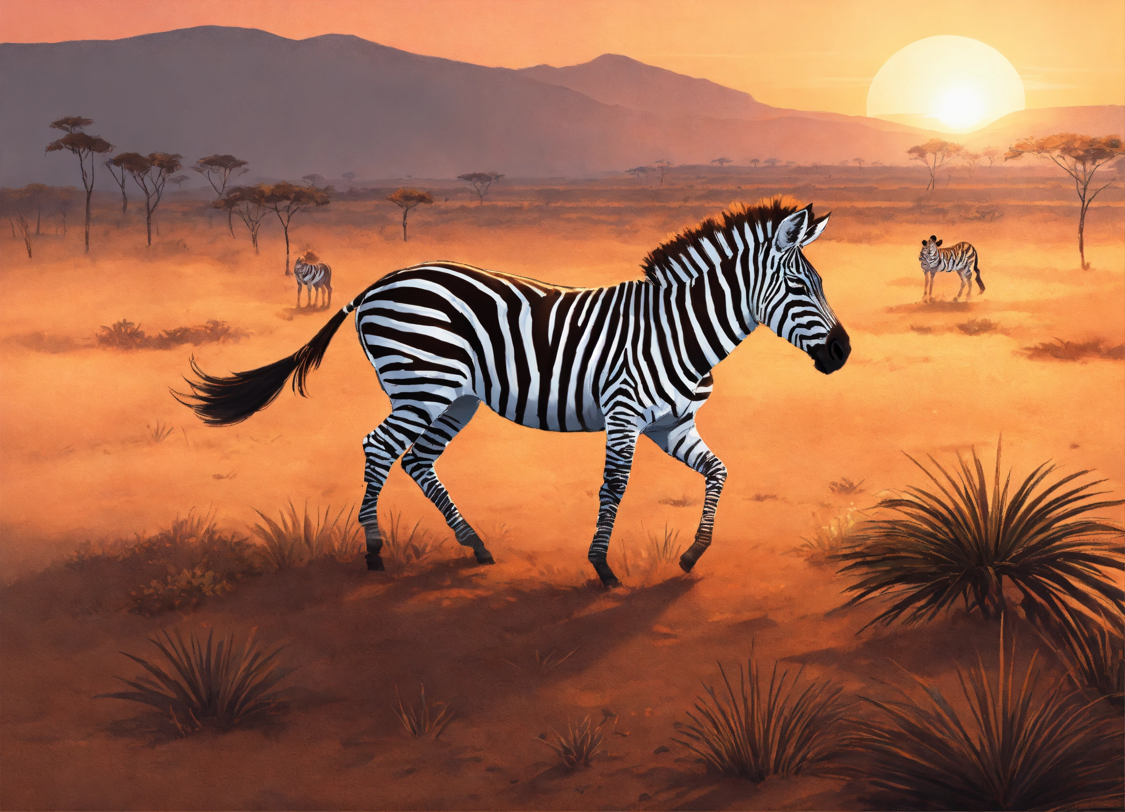 Lexica - Concept art of a brown zebra with only a few stripes running ...