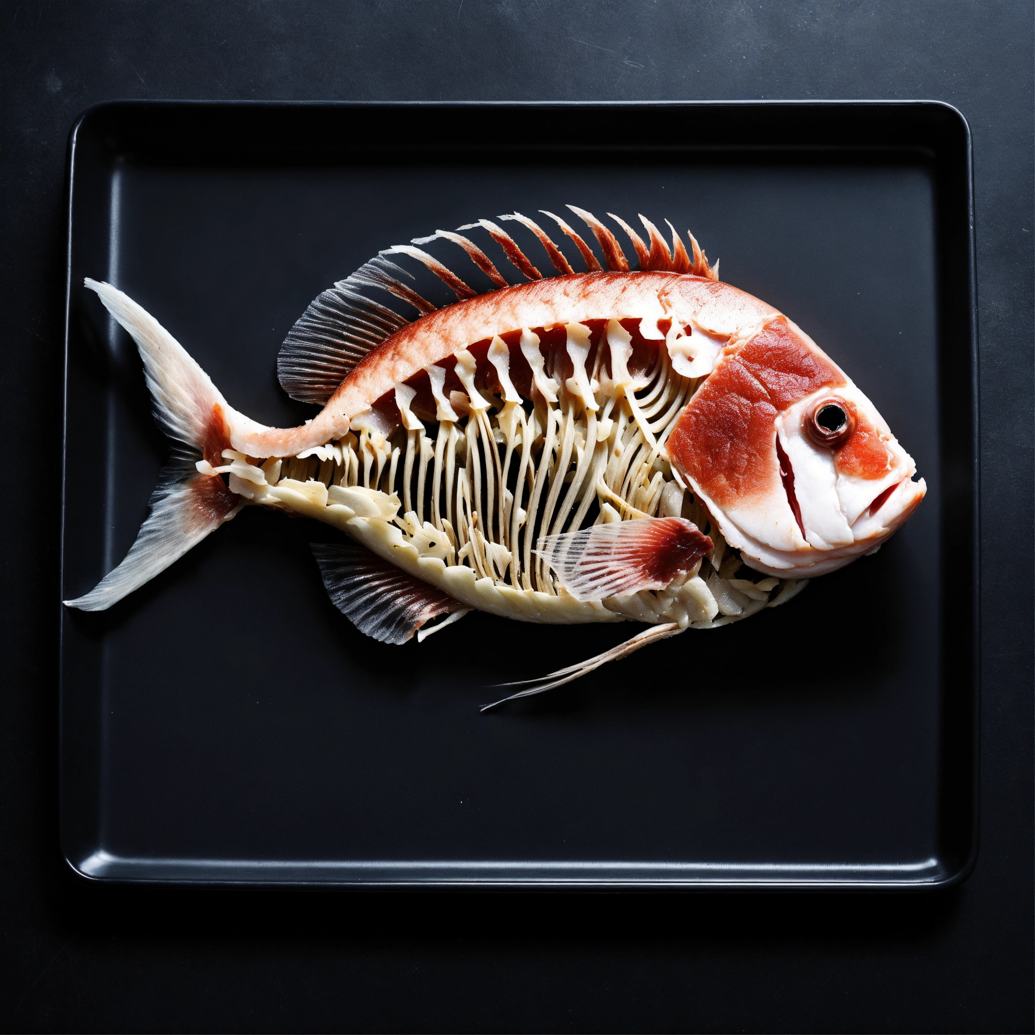 Lexica - One fish skeleton, which is half with meat, half without meat ...