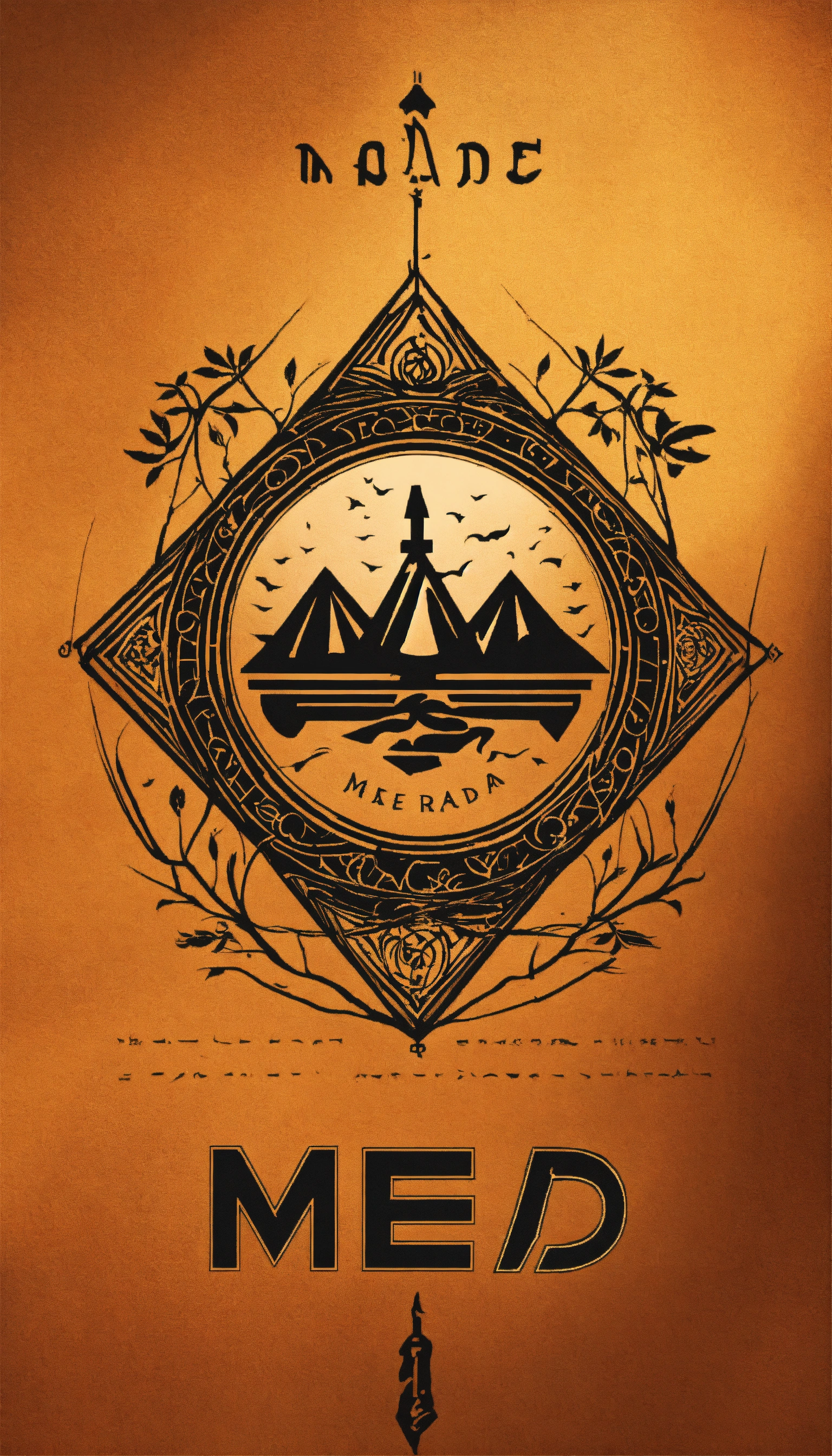 Lexica - Mead, simplistic, logo, Nordic runes in the back ground