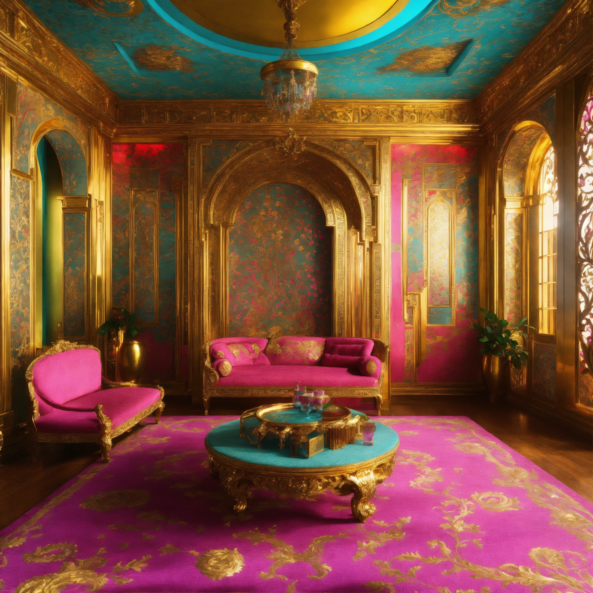 Lexica - Futuristic magnificent Persian palace interior sitting room ...