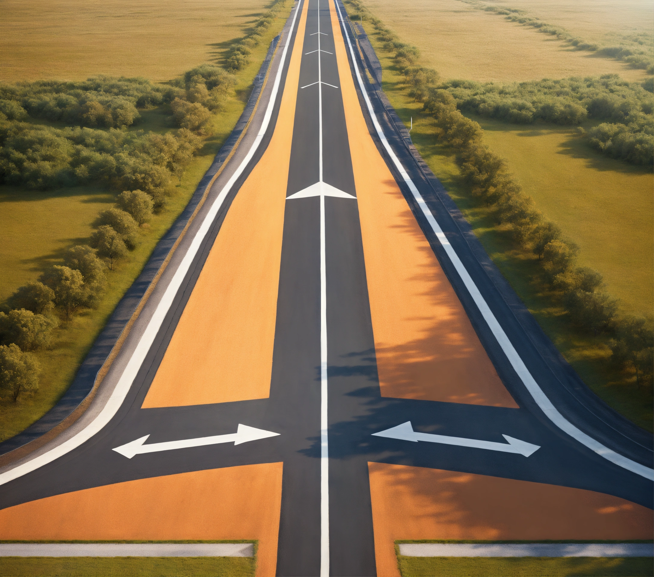 Lexica - Runway in the shape of an arrow, the runway goes up, asphalt ...
