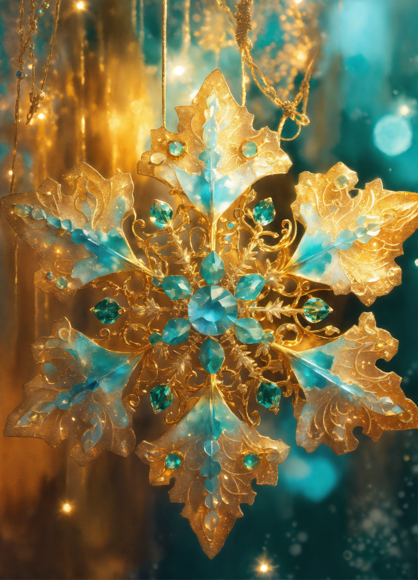 Lexica - Closeup of a sparkling snowflake, with lights and jewels and ...