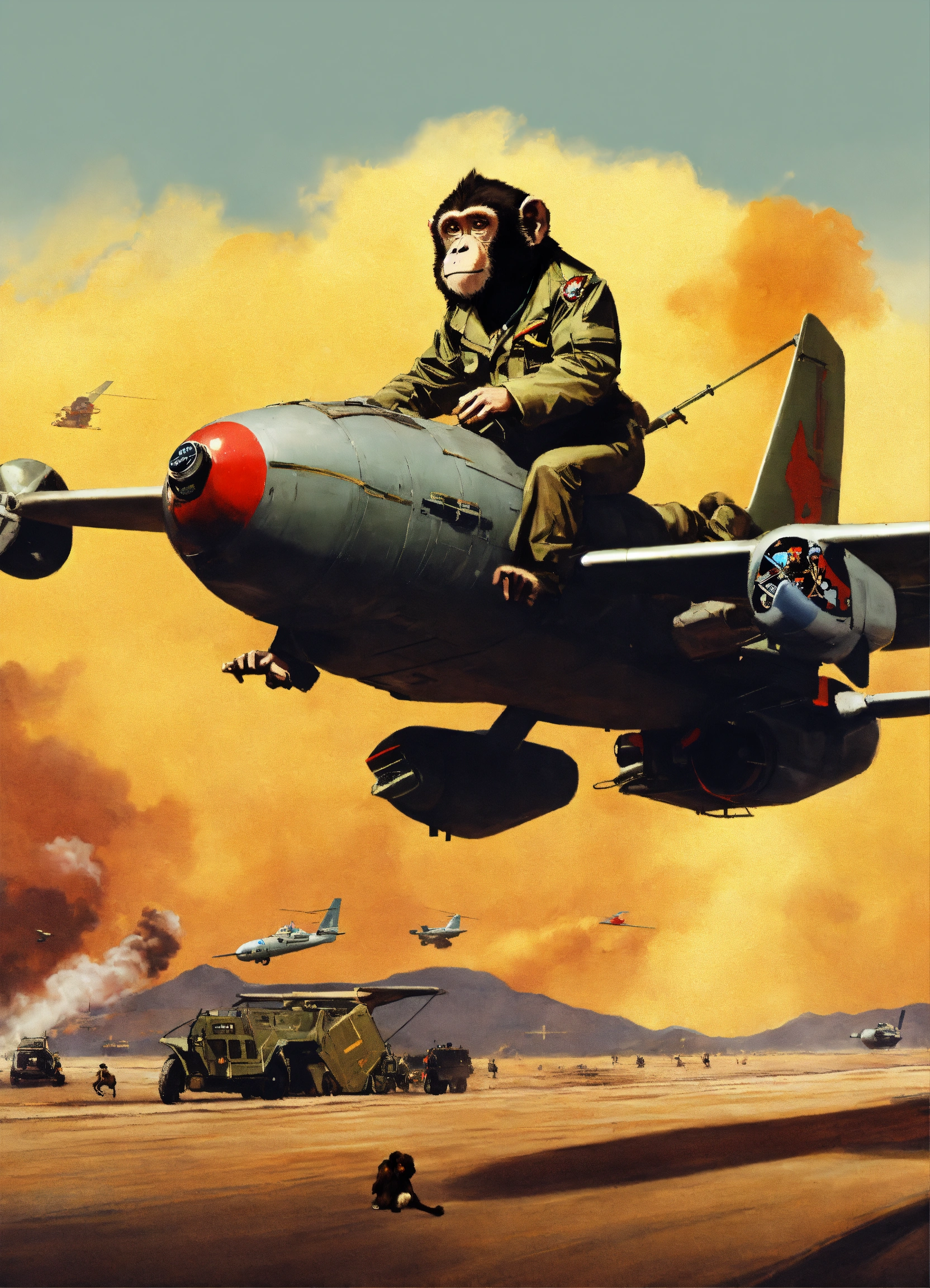 Lexica - A monkey rides a bomb like Dr. Strangelove