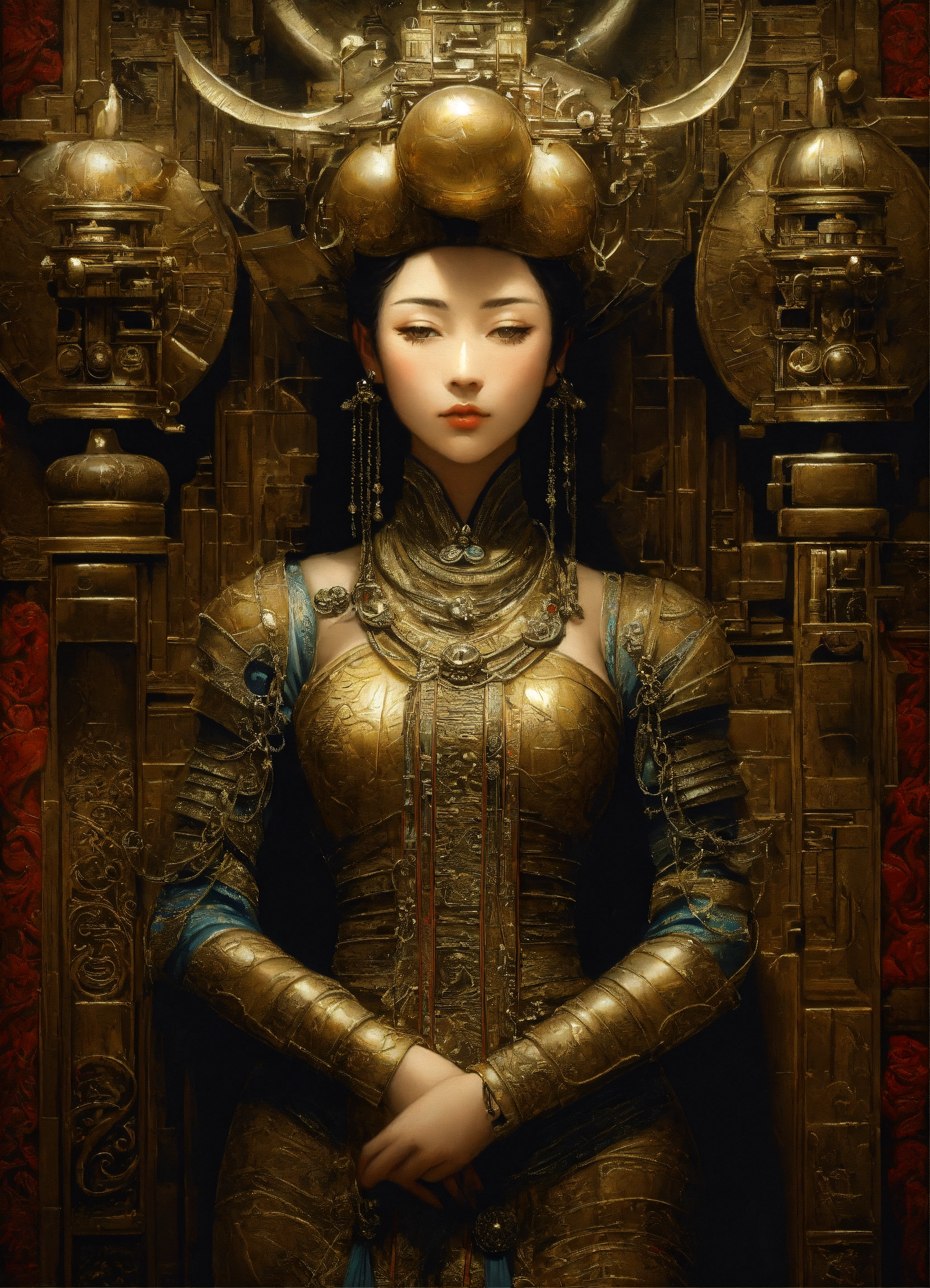Lexica - An oil painting by H.R. Giger of an elegant geisha, the ...