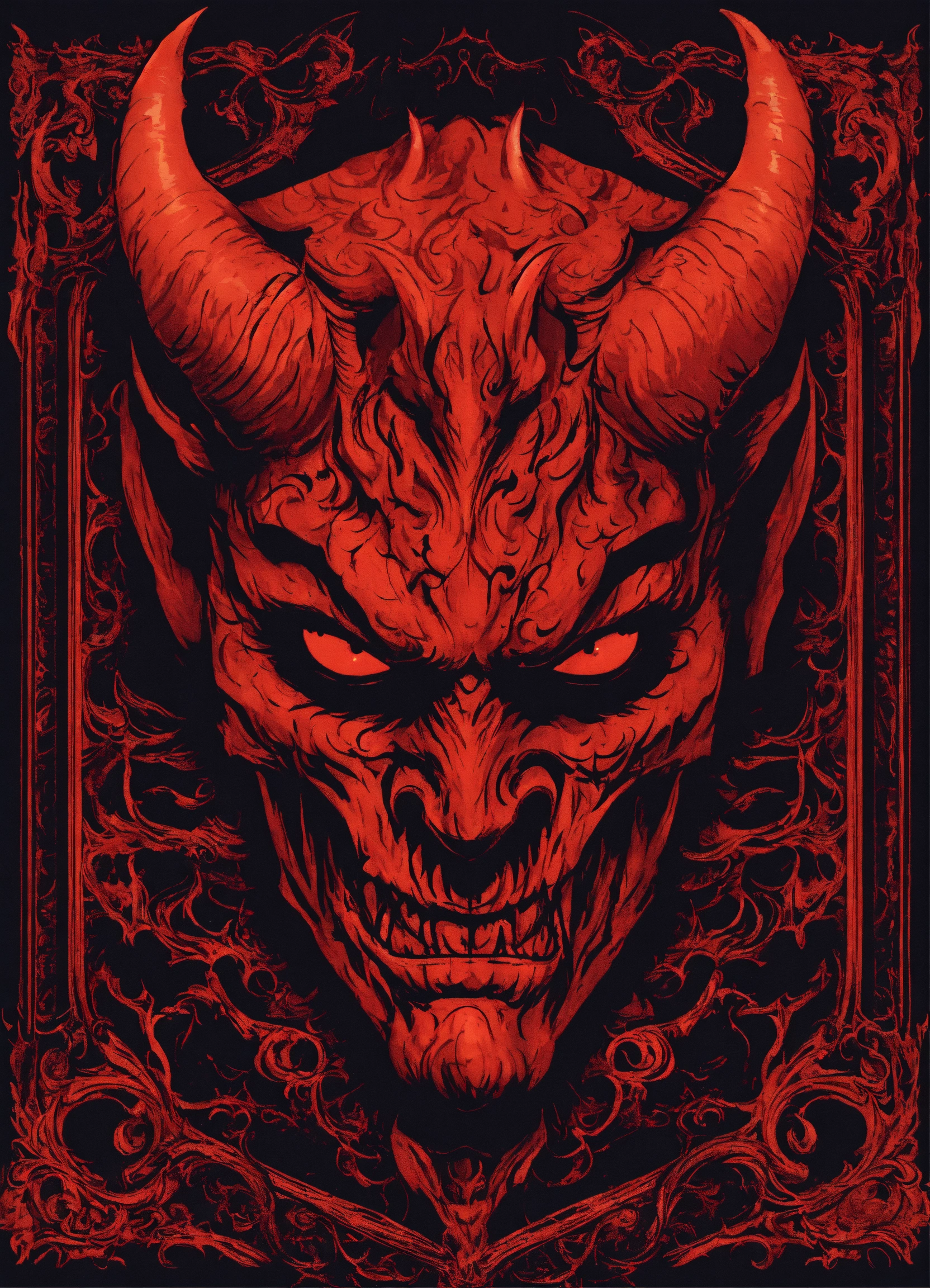 Lexica - Devil face front on evil looking symmetrical