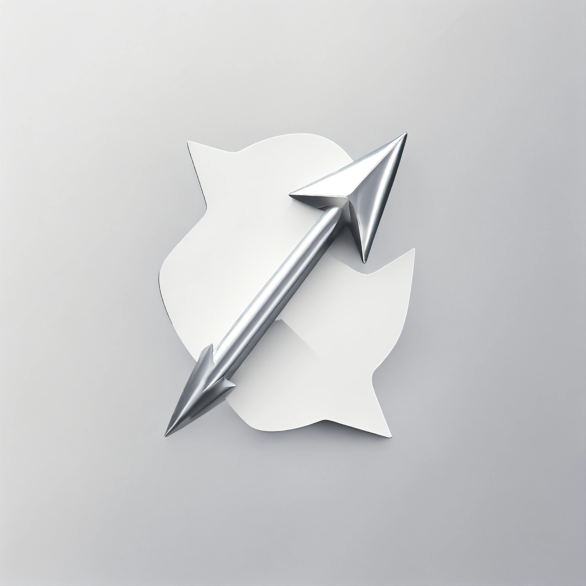 Lexica - Simple solo Arrow 3D icon, White and silver icon color, matte ...