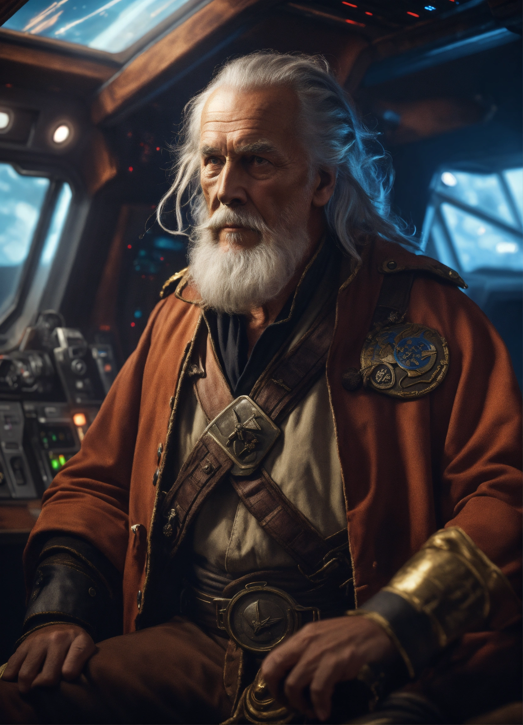 Lexica - Digital art of an old pirate captain in a Star Wars spaceship ...