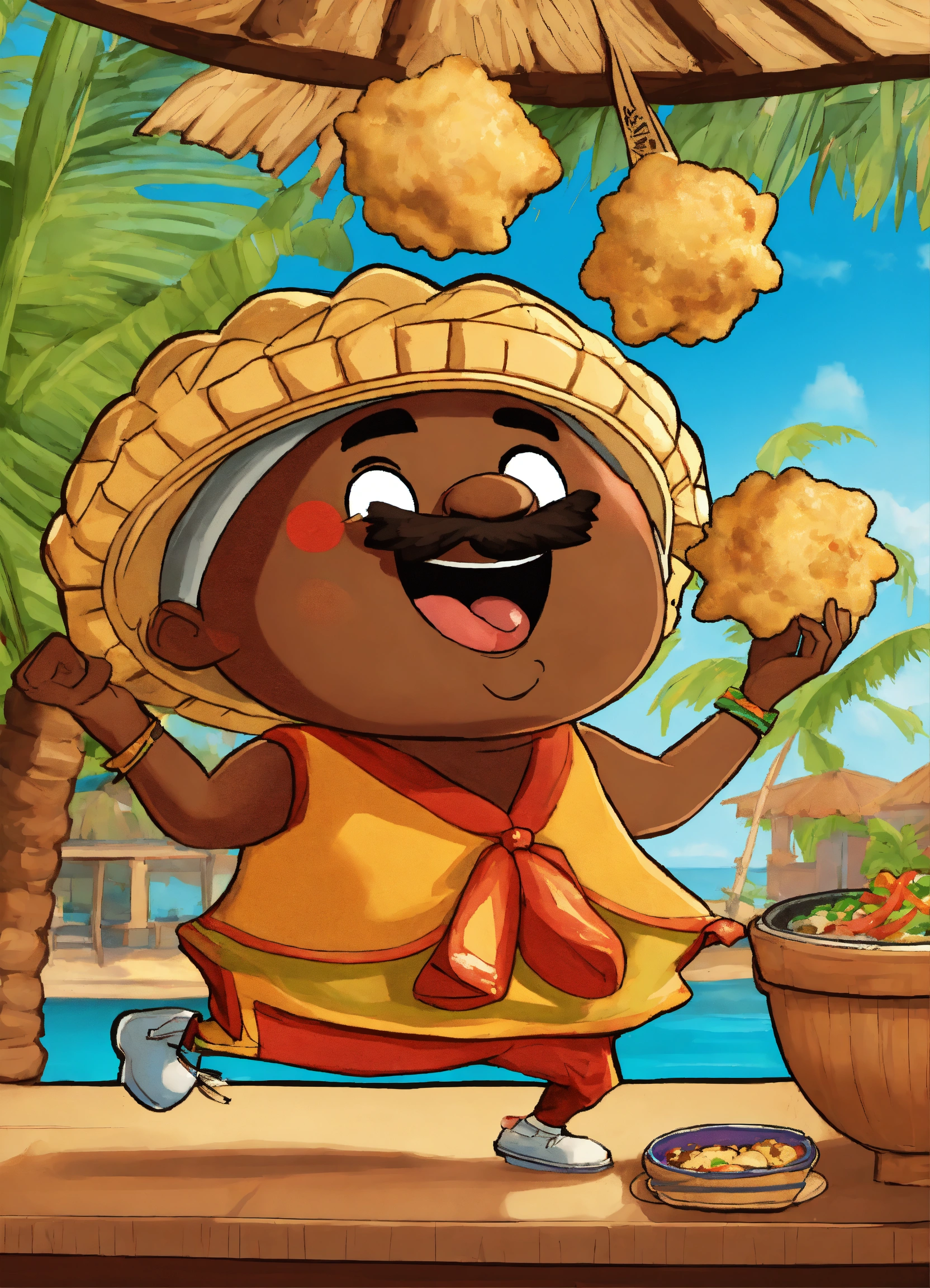 Lexica - A cartoon of dancing Talking Caribbean fried dumplings