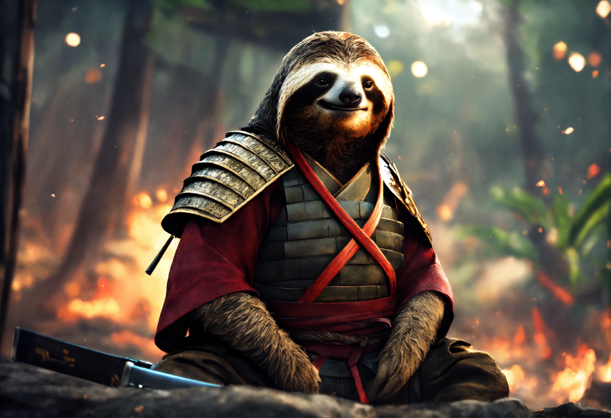 Lexica - Sloth samurai. battlefield. hyper realistic.