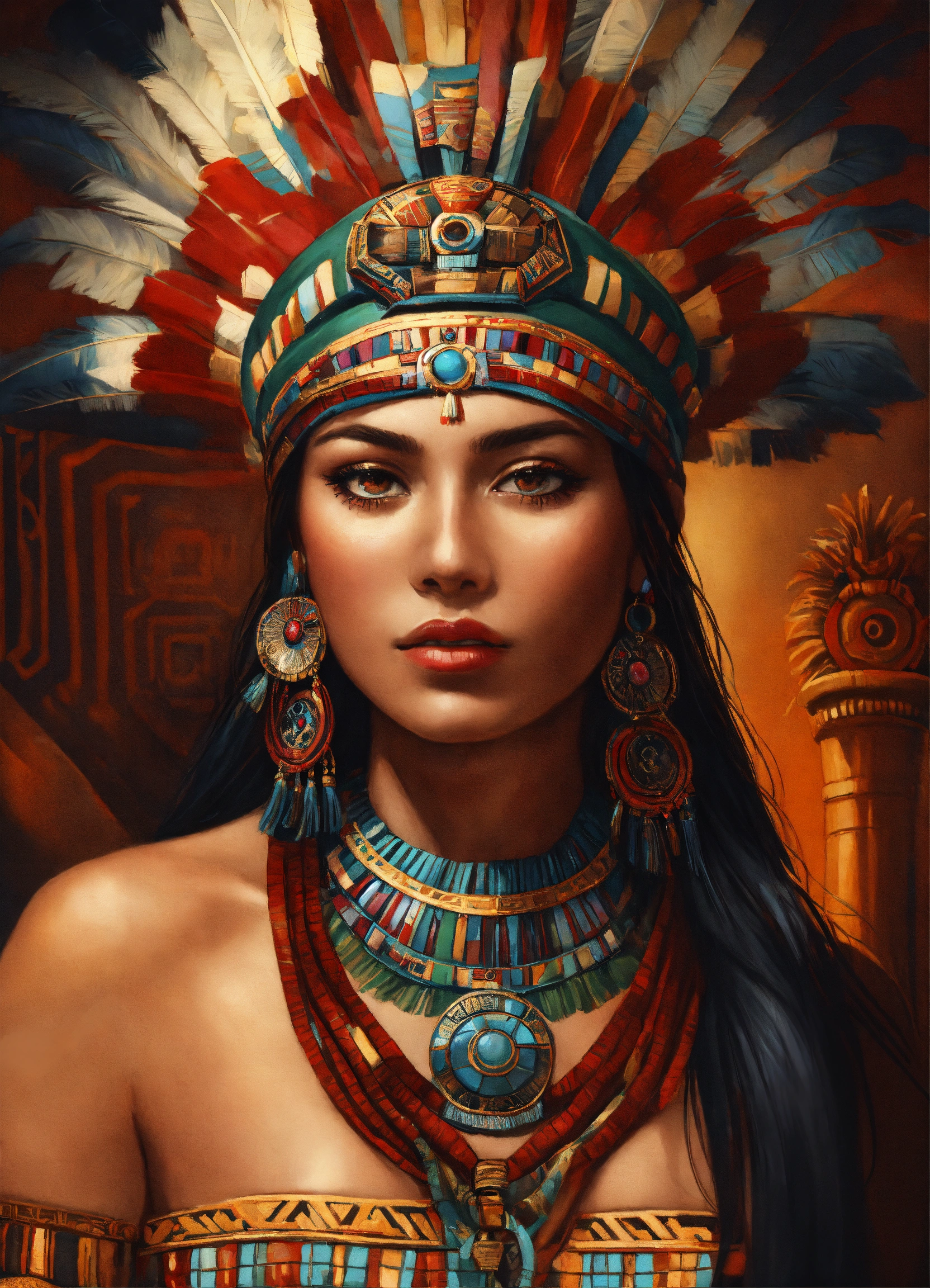 Lexica - Portrait of Aztec princess,realistic,portrait, high detail
