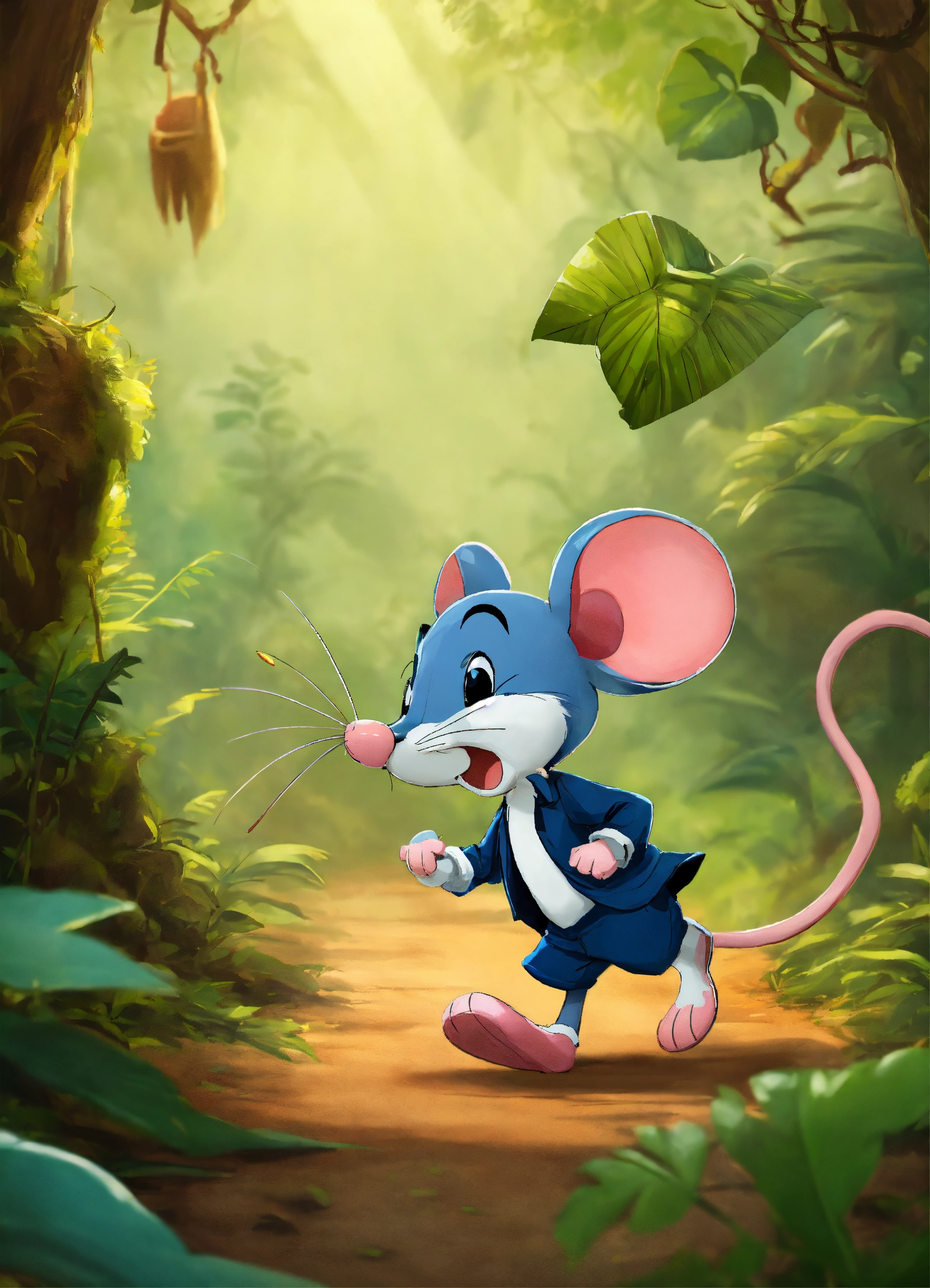 Lexica - Cartoon mouse walking in jungle