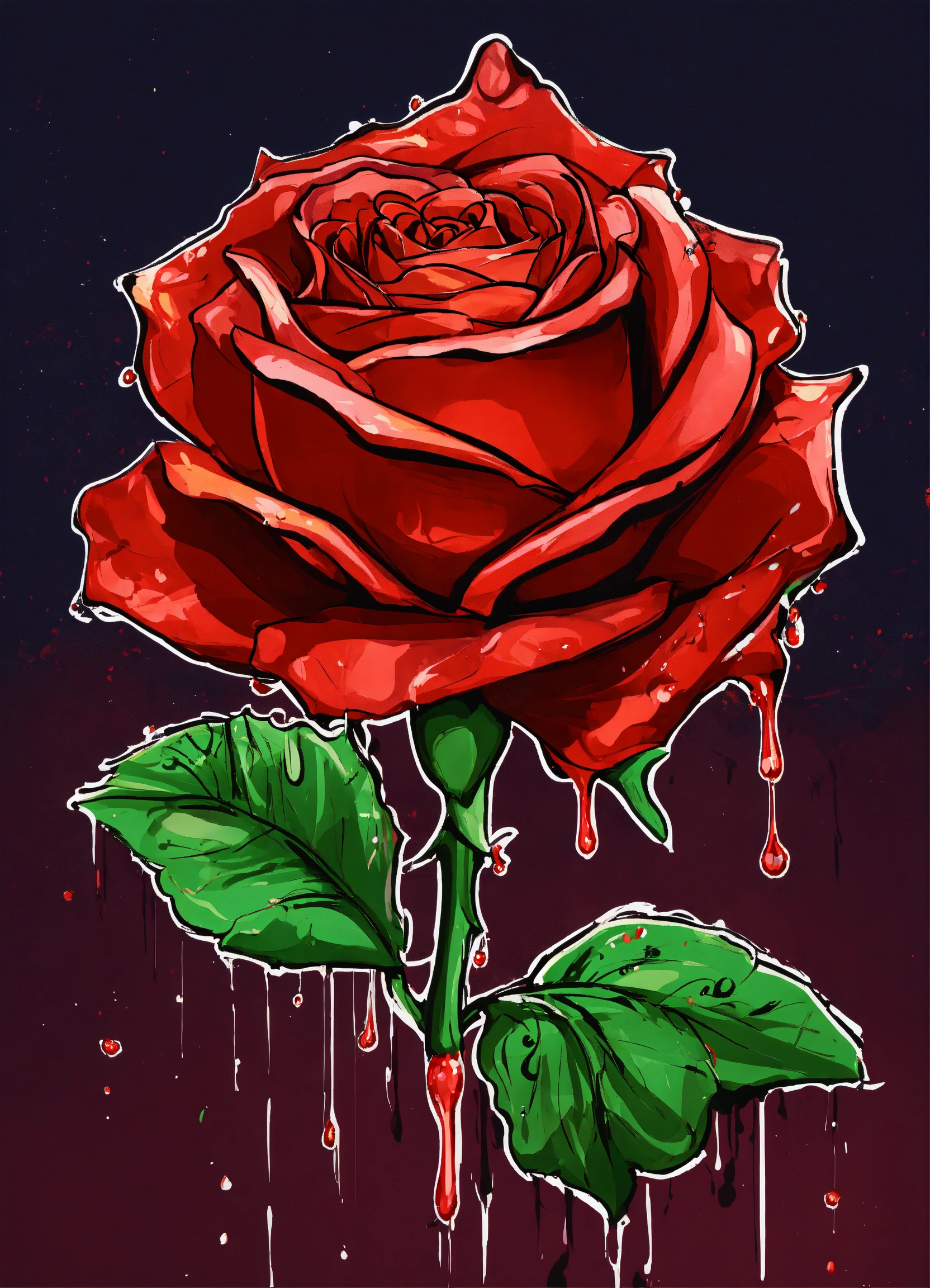 Lexica - Dripping red rose with crown tilted sideways on top, graffiti art  by hanna-barbera, behance contest winner, lyco art, behance hd, 2d game  ar...