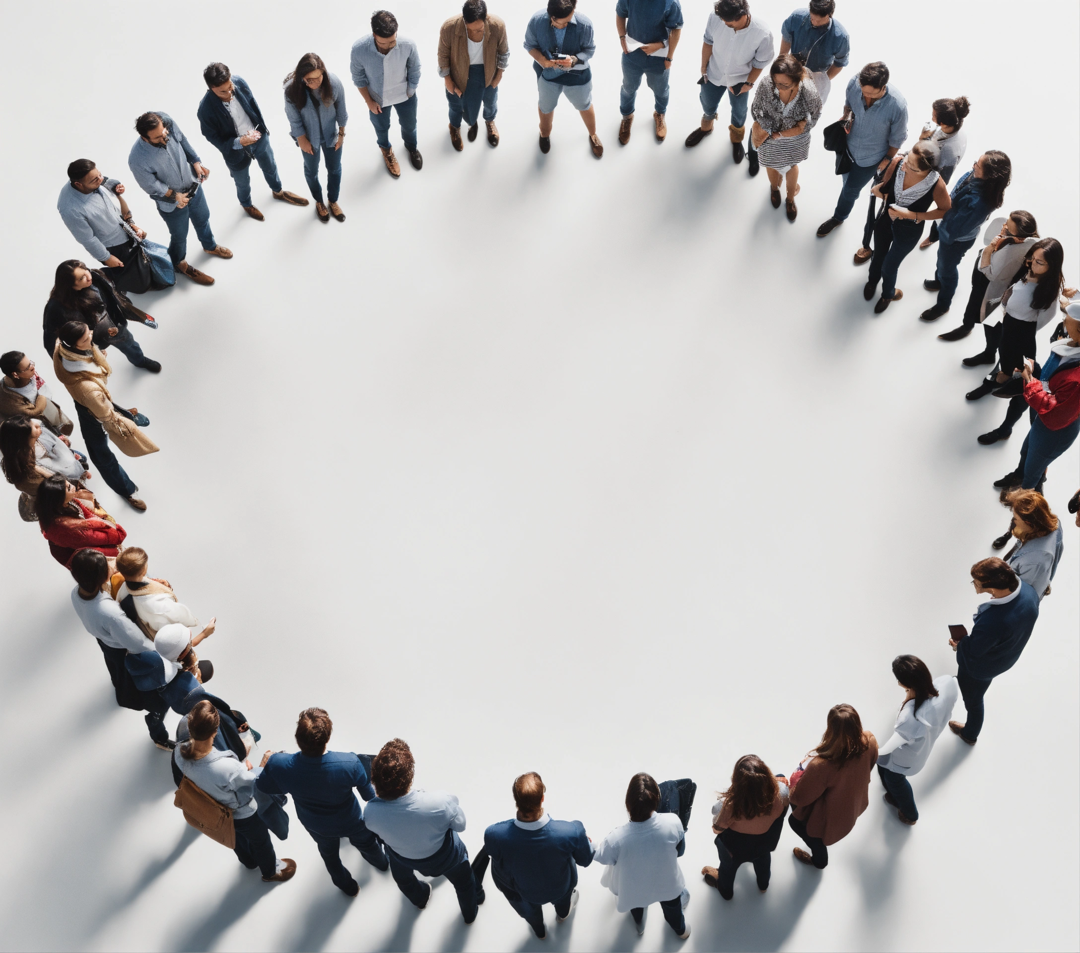 Lexica - A realistic image of a crowd on a white circular background ...