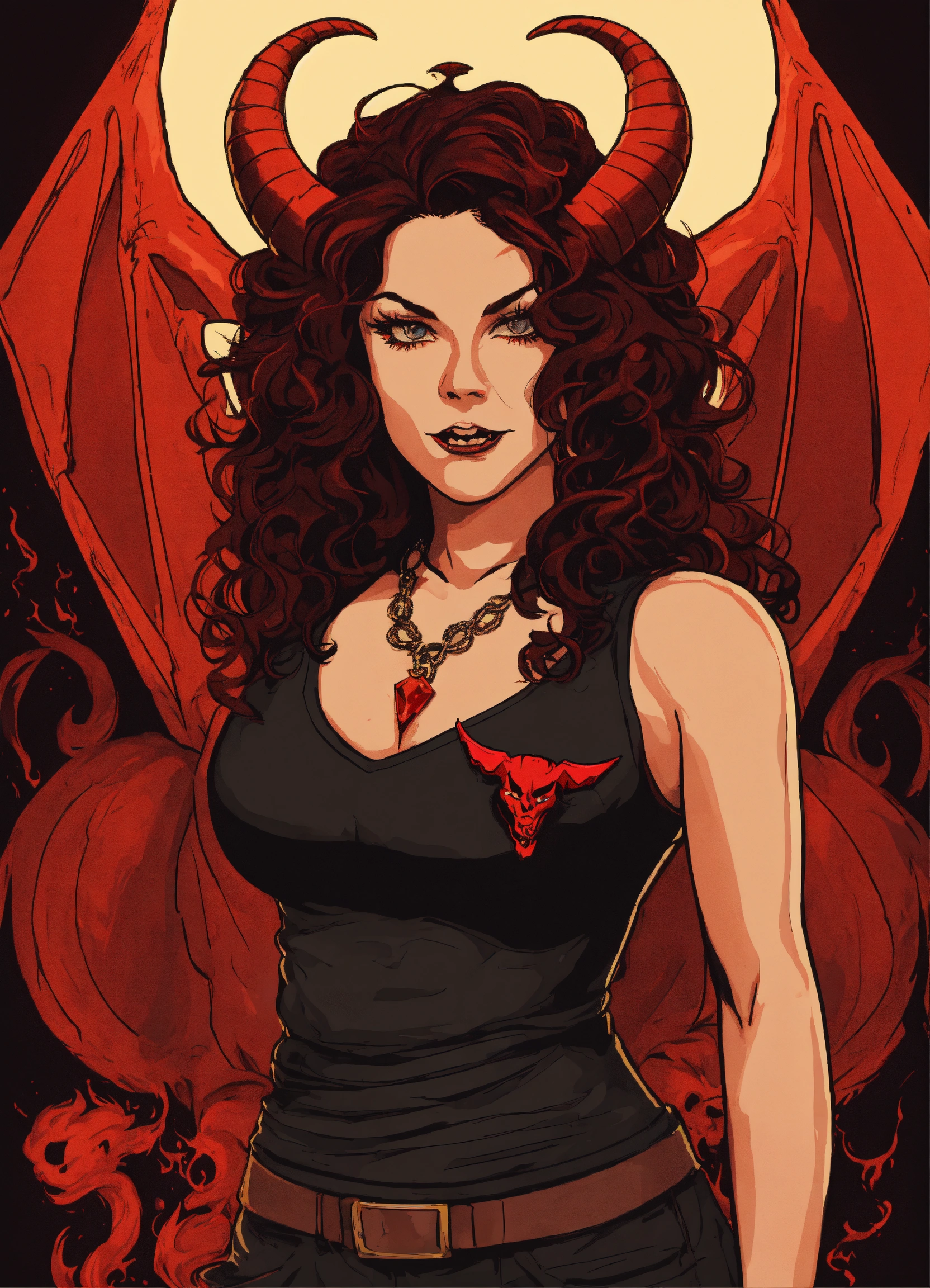 Lexica - Ashley Mcbryde Retro color vector cartoon style devil ...