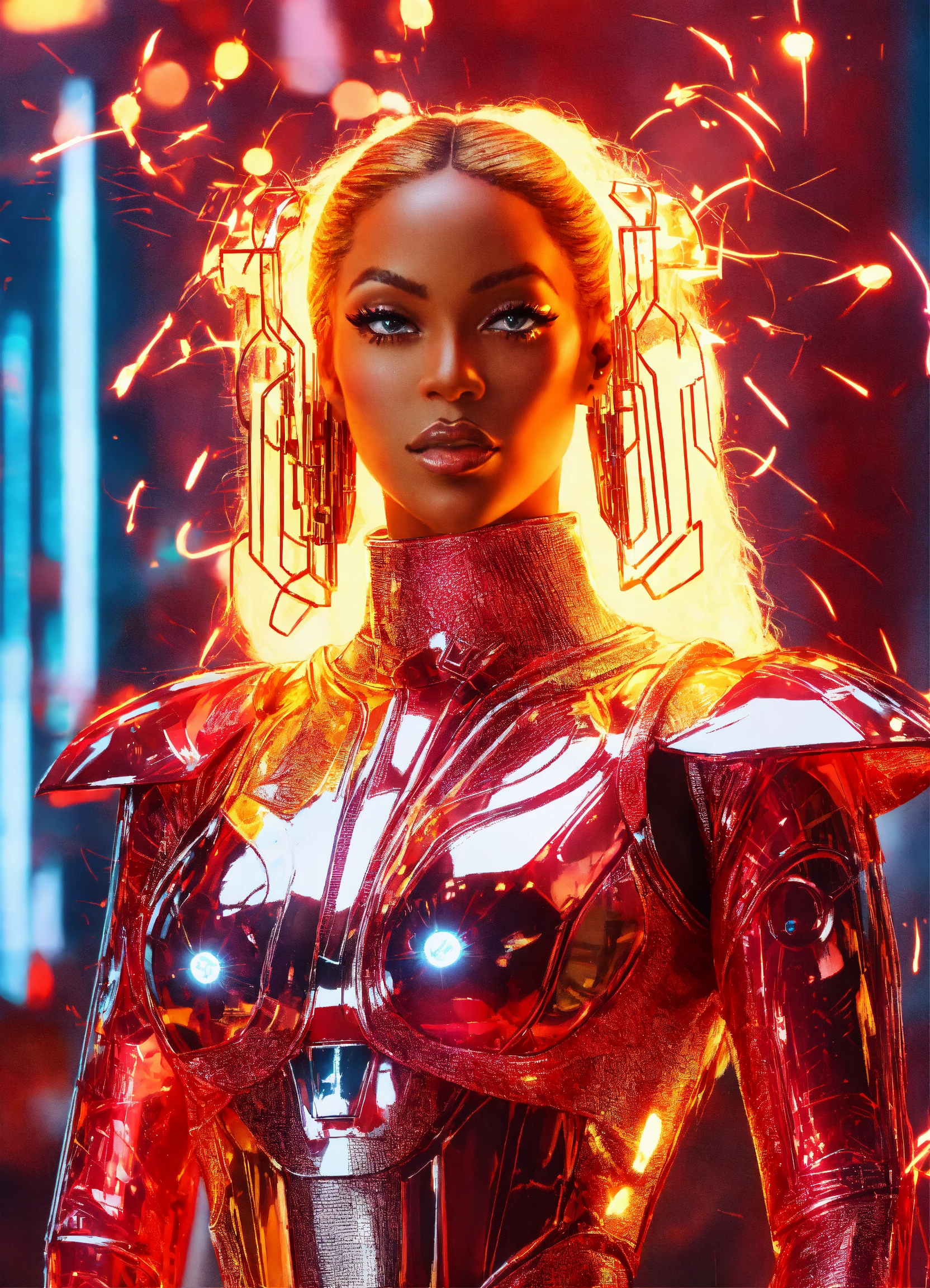 Lexica - Draw Beyonce as a silver futuristic robot with a shiny ...