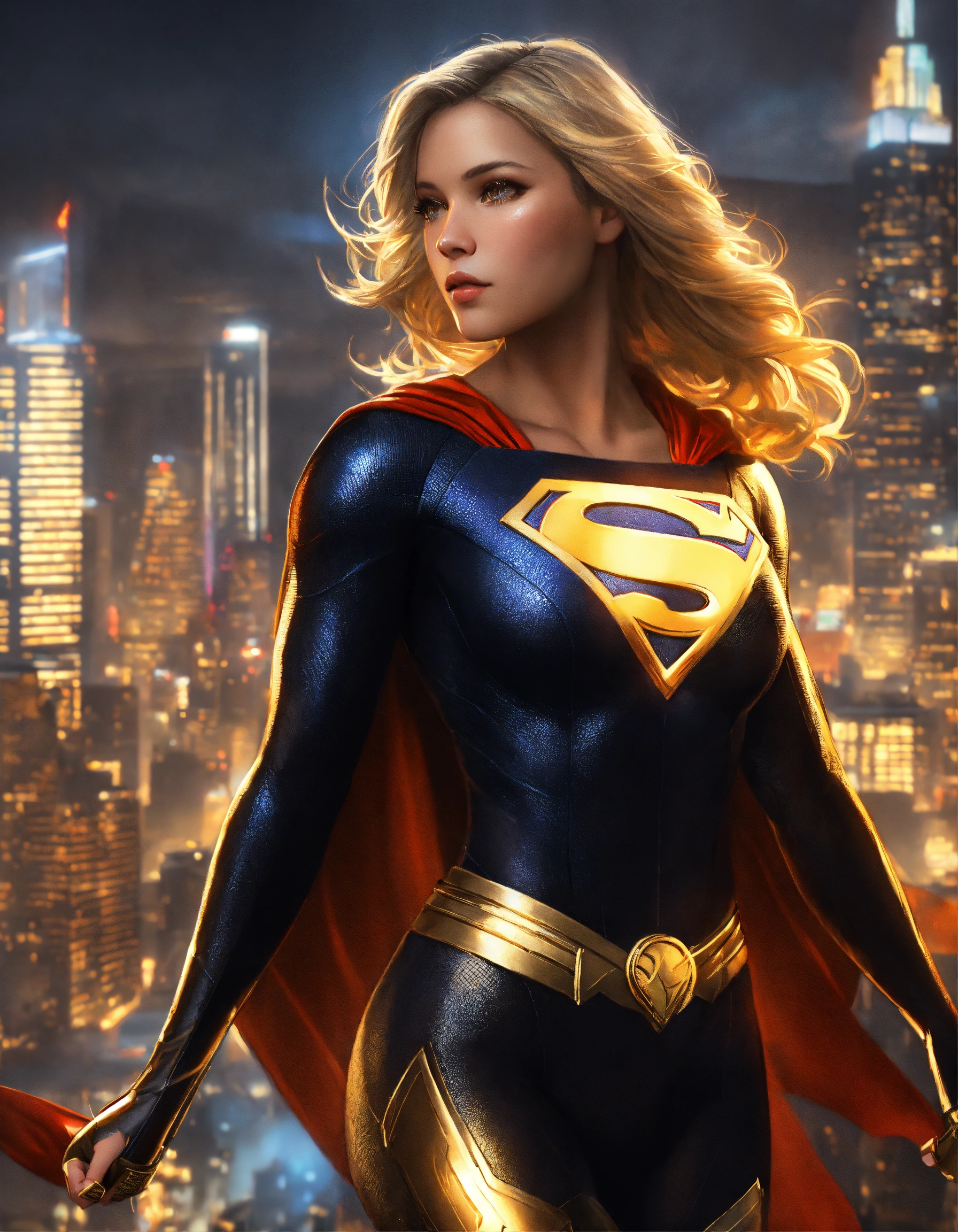 Lexica - Portrait painting of Supergirl wearing a (stunning VANTA-BLACK ...