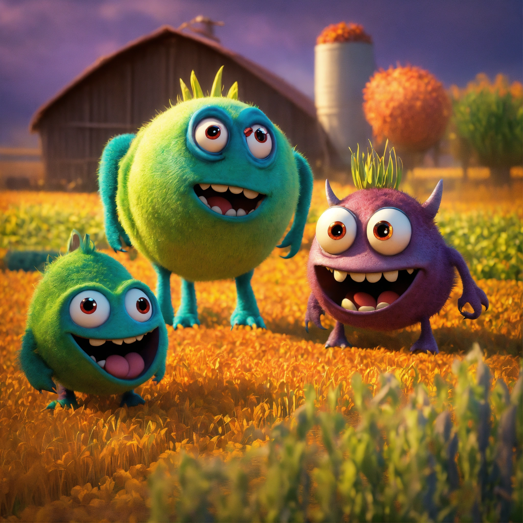 Lexica - Cute friendly monsters, of a pixar variety not classic movie ...