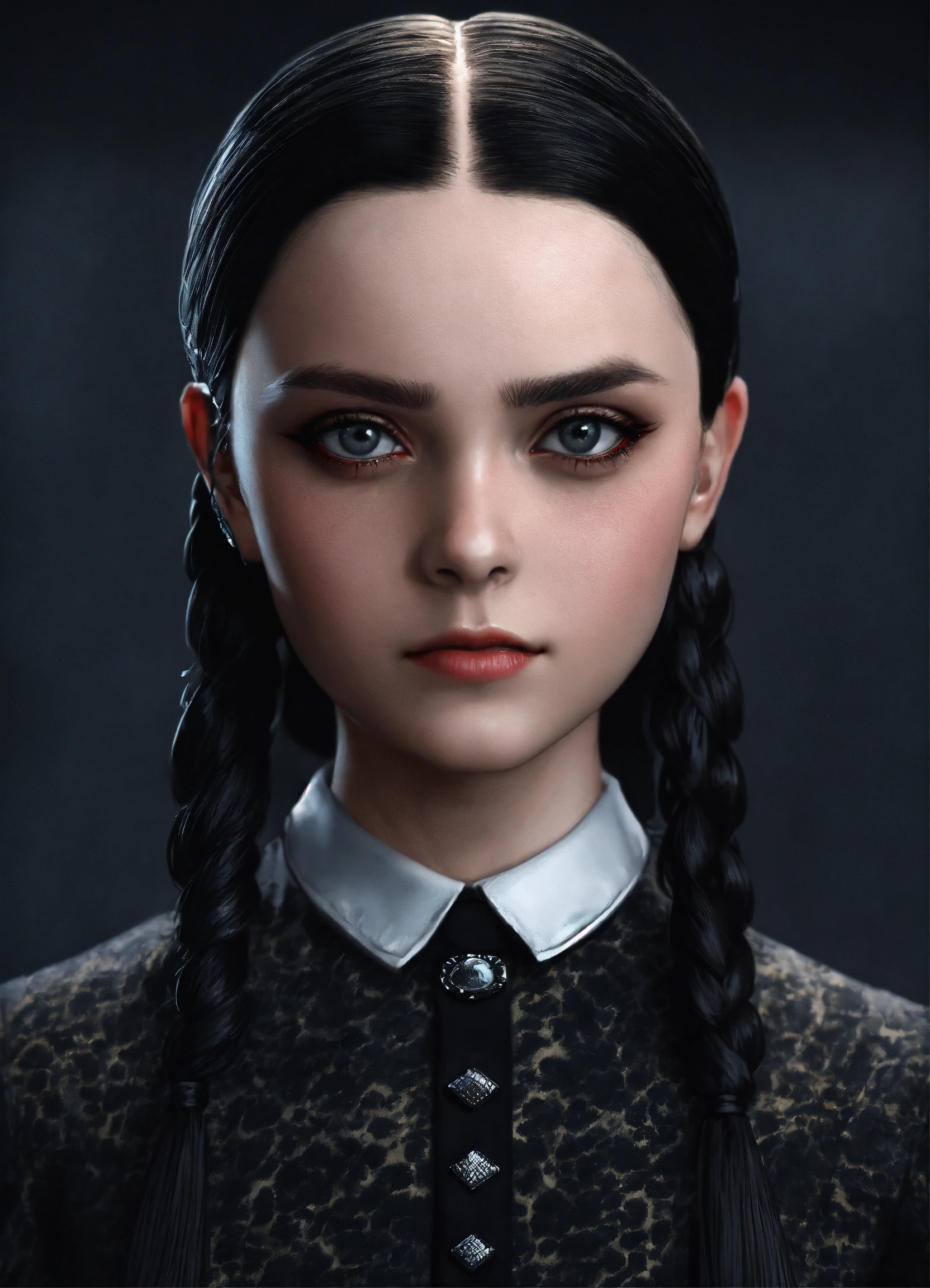 Lexica - Photorealistic, close up, wednesday addams, extreme closeup ...