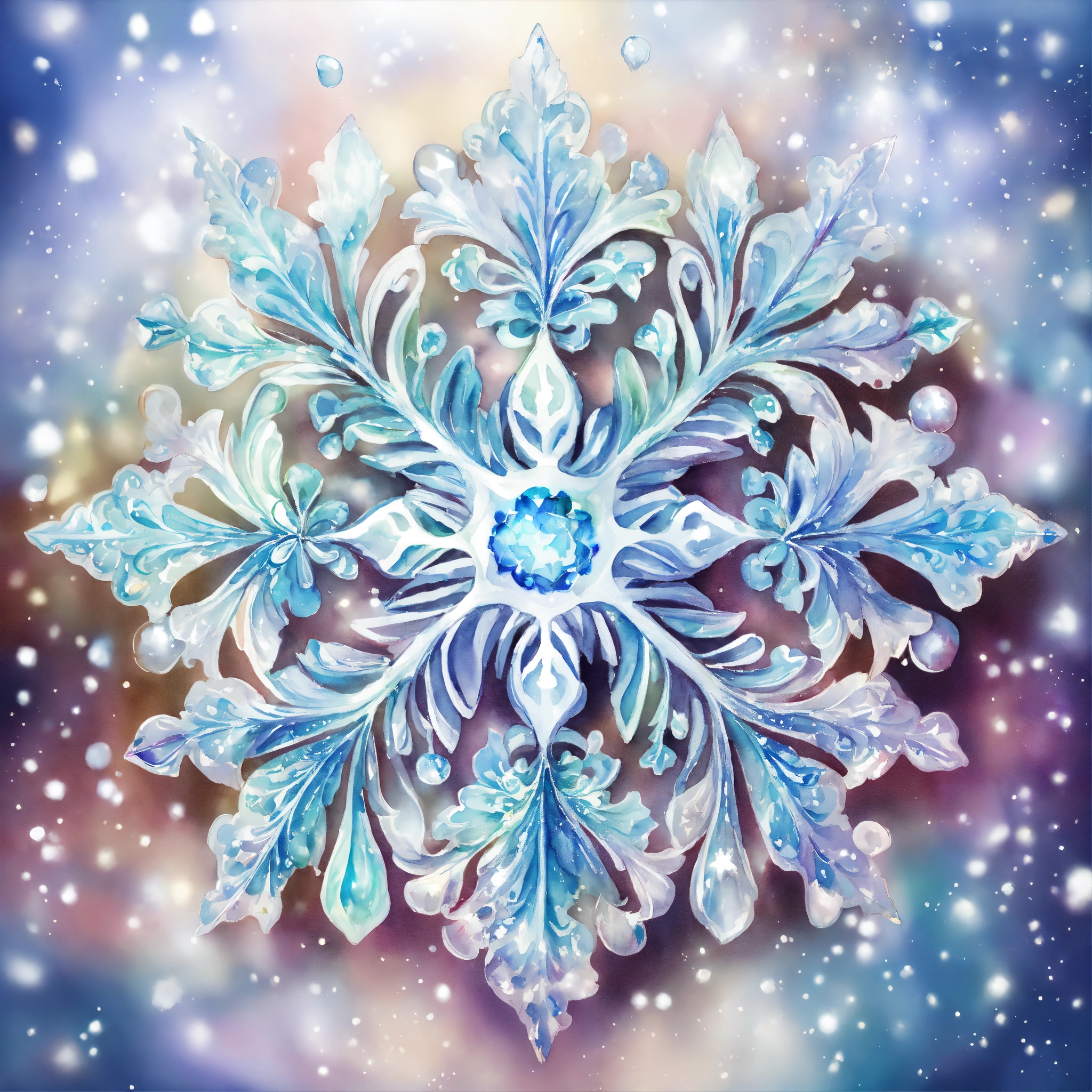 Lexica - Closeup of a sparkling snowflake, with lights and jewels and ...